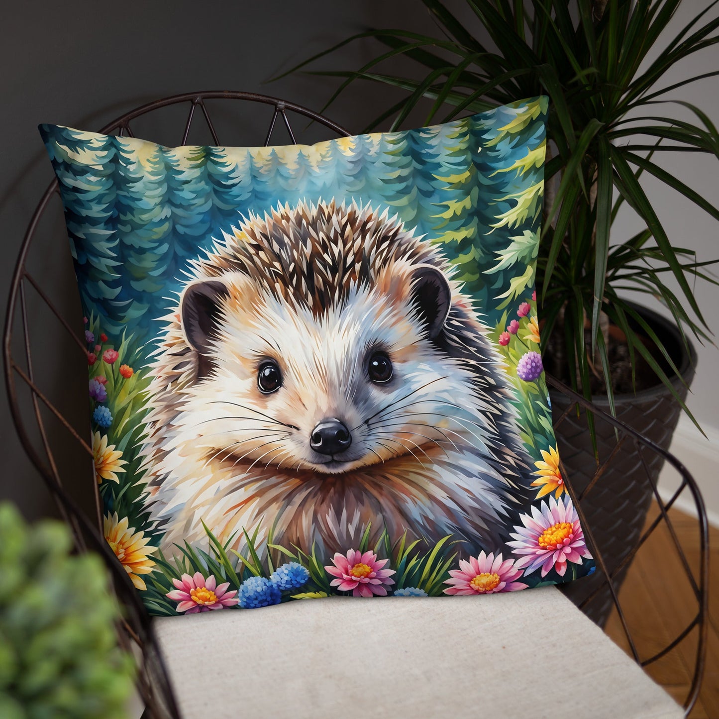 Hedgehog In The Flowers Basic Pillow - Pillows - Discovery Co.