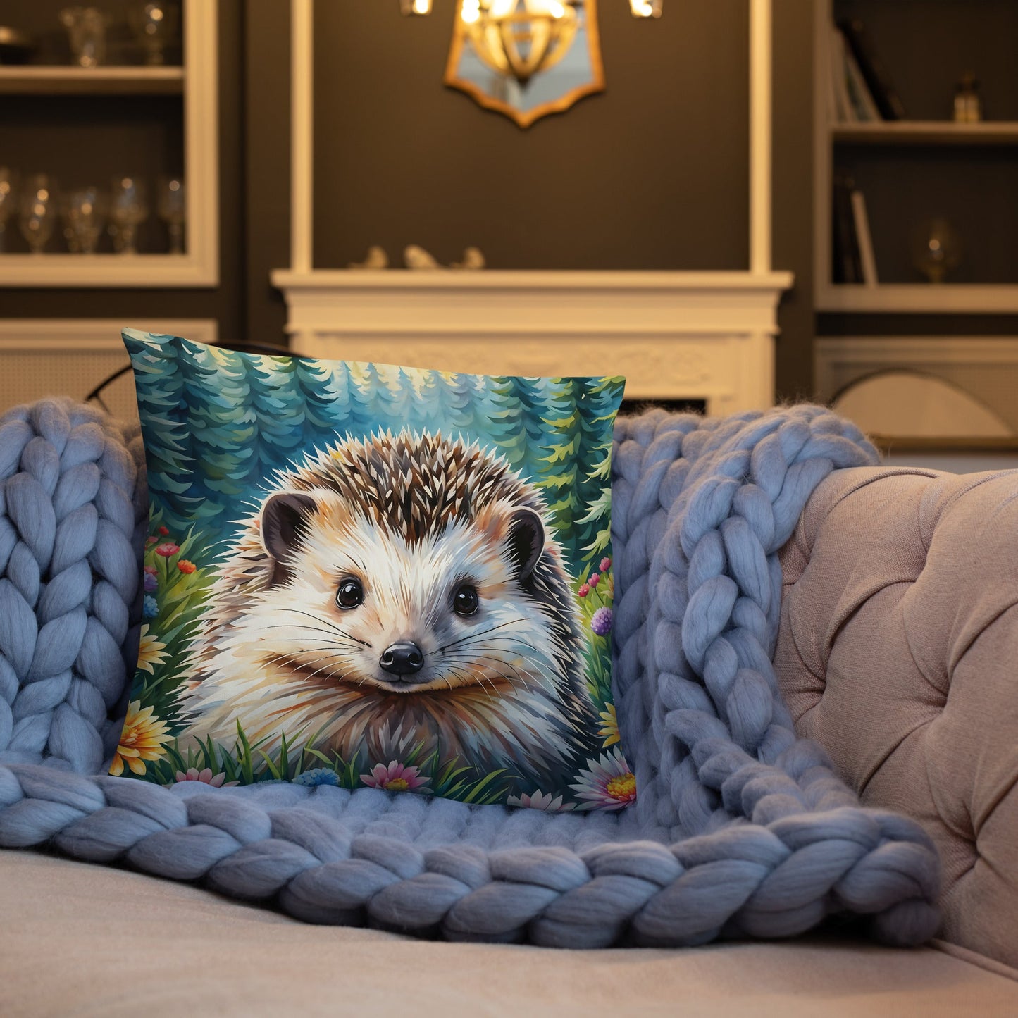 Hedgehog In The Flowers Basic Pillow - Pillows - Discovery Co.