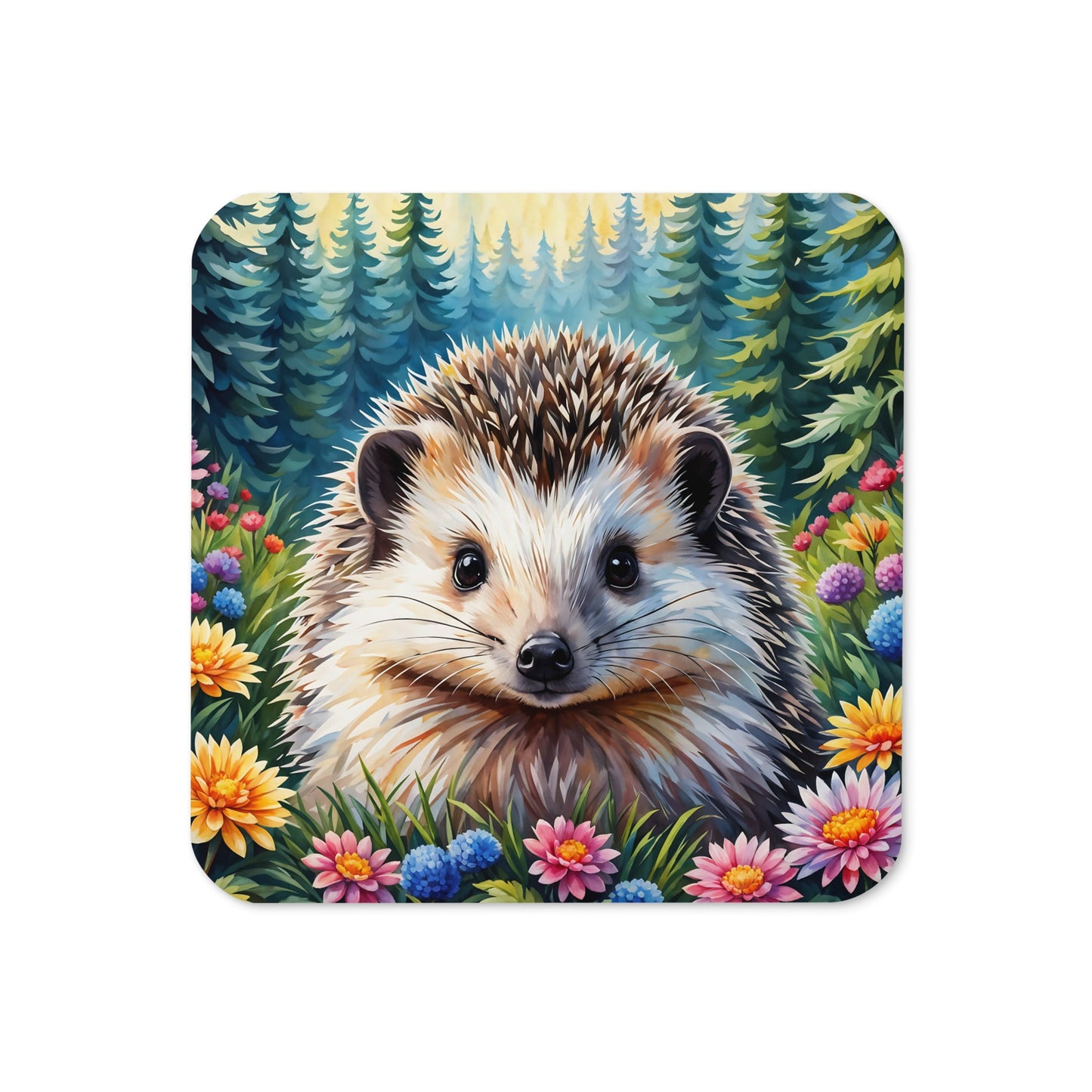 Hedgehog In The Flowers Cork - Back Coaster - Coasters - Discovery Co.