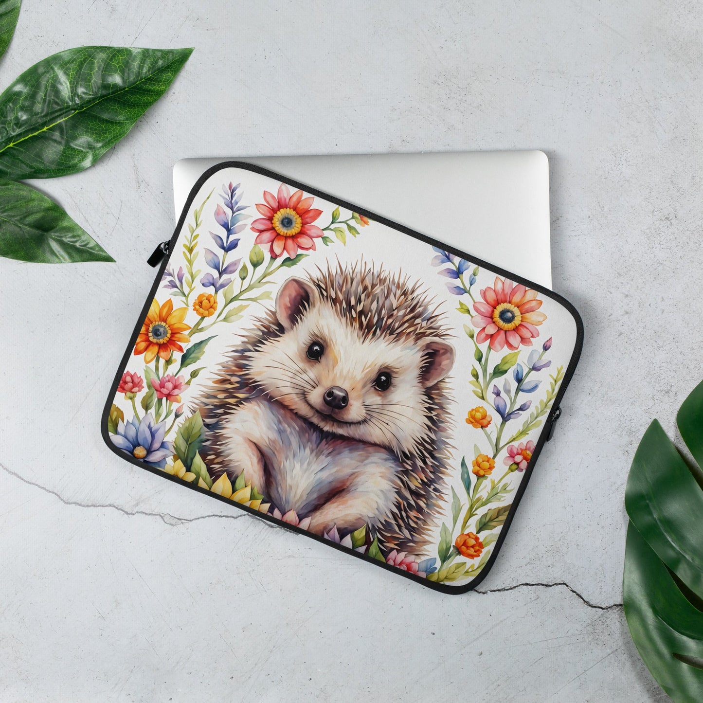 Hedgehog In The Flowers II Laptop Sleeve - Laptop Cases - Discovery Co.