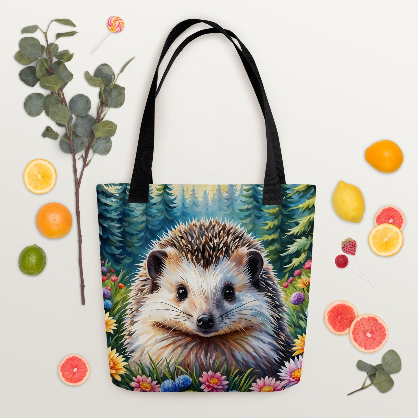 Hedgehog In The Flowers Tote Bag - Tote Bags - Discovery Co.