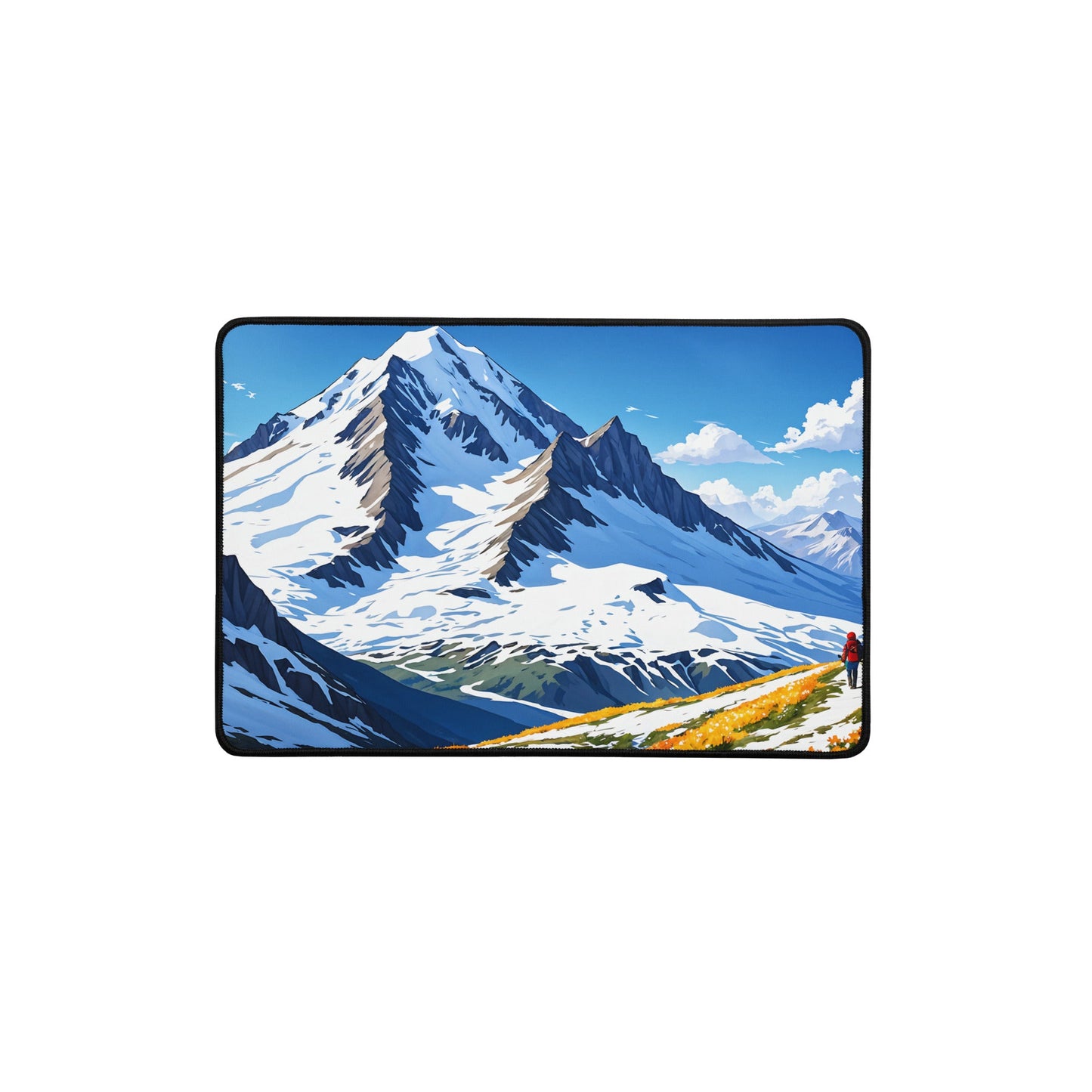 Hiking By Snowy Mountains Desk Mat - Mouse Pads - Discovery Co.