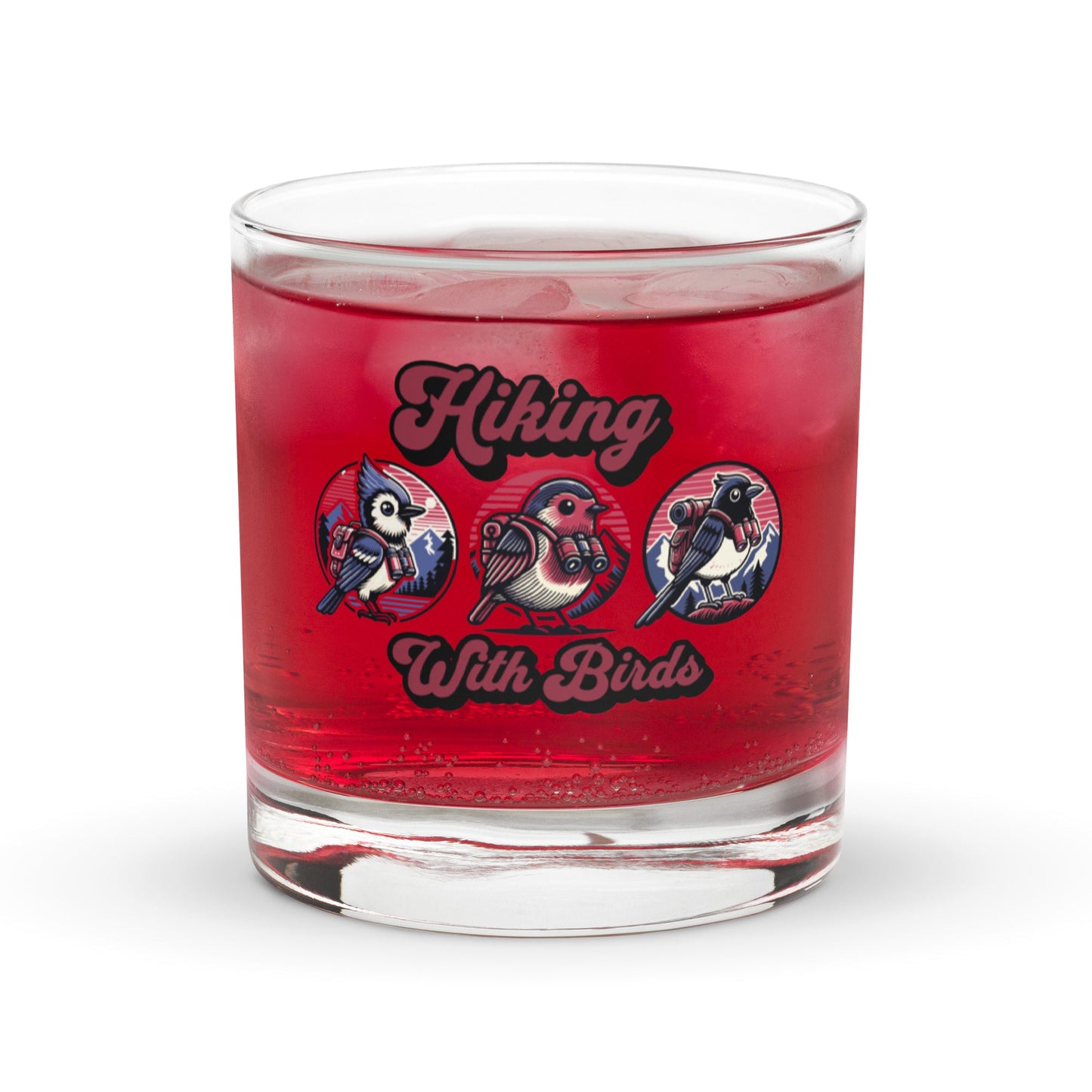 Hiking With Birds Rocks Glass - Rocks Glass - Discovery Co.