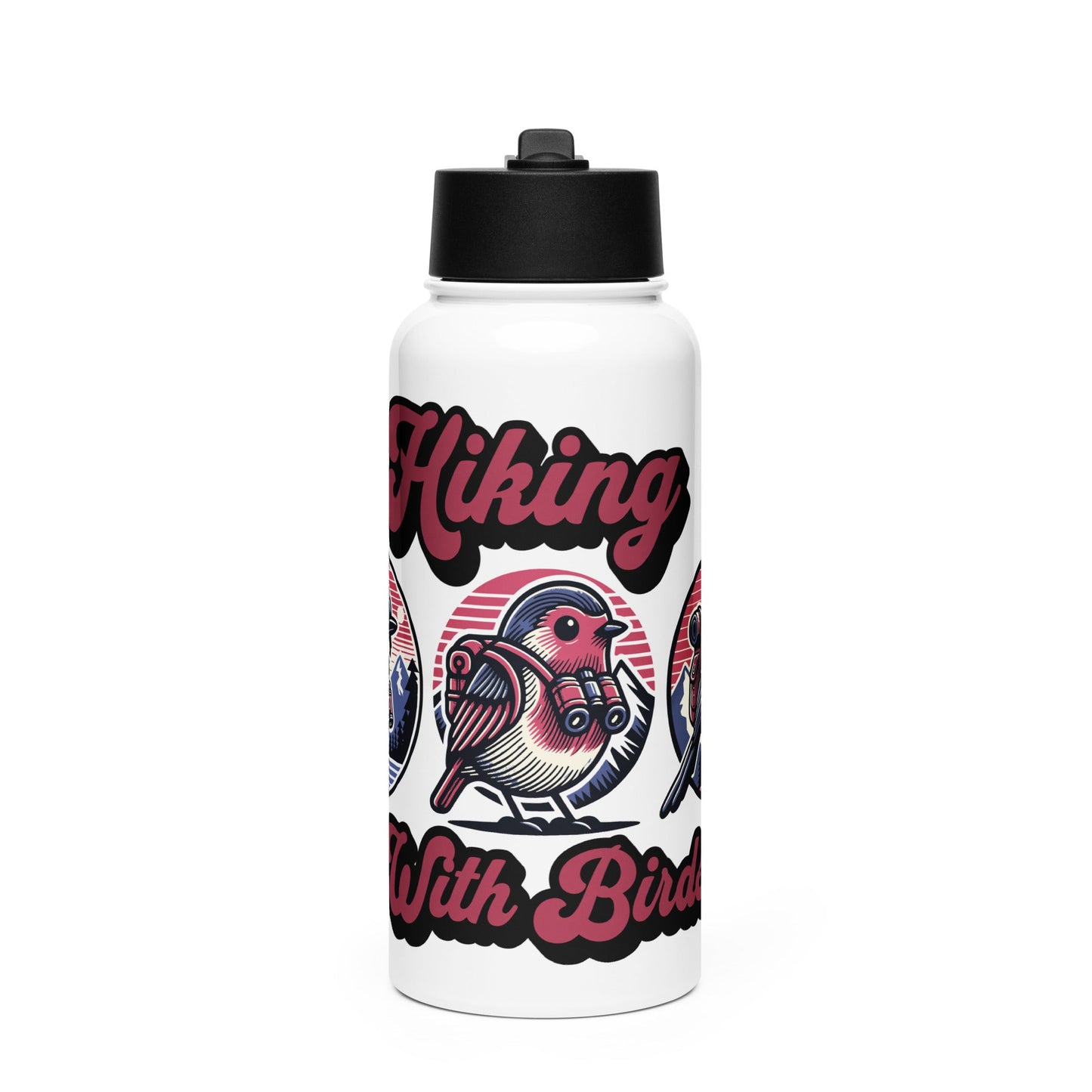 Hiking With Birds Stainless Steel Water Bottle With Straw Lid - Stainless Steel Water Bottle With Straw Lid - Discovery Co.