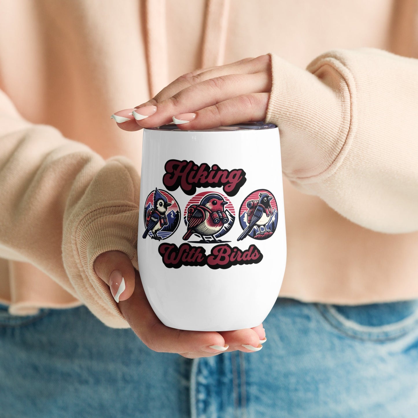 Hiking With Birds Stainless Steel Wine Tumbler - Steel Tumbler - Discovery Co.