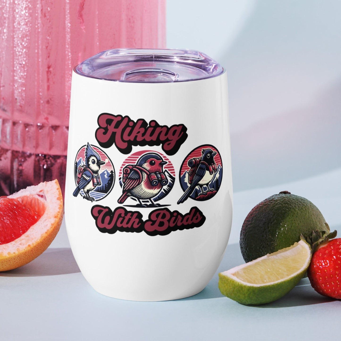 Hiking With Birds Stainless Steel Wine Tumbler - Steel Tumbler - Discovery Co.