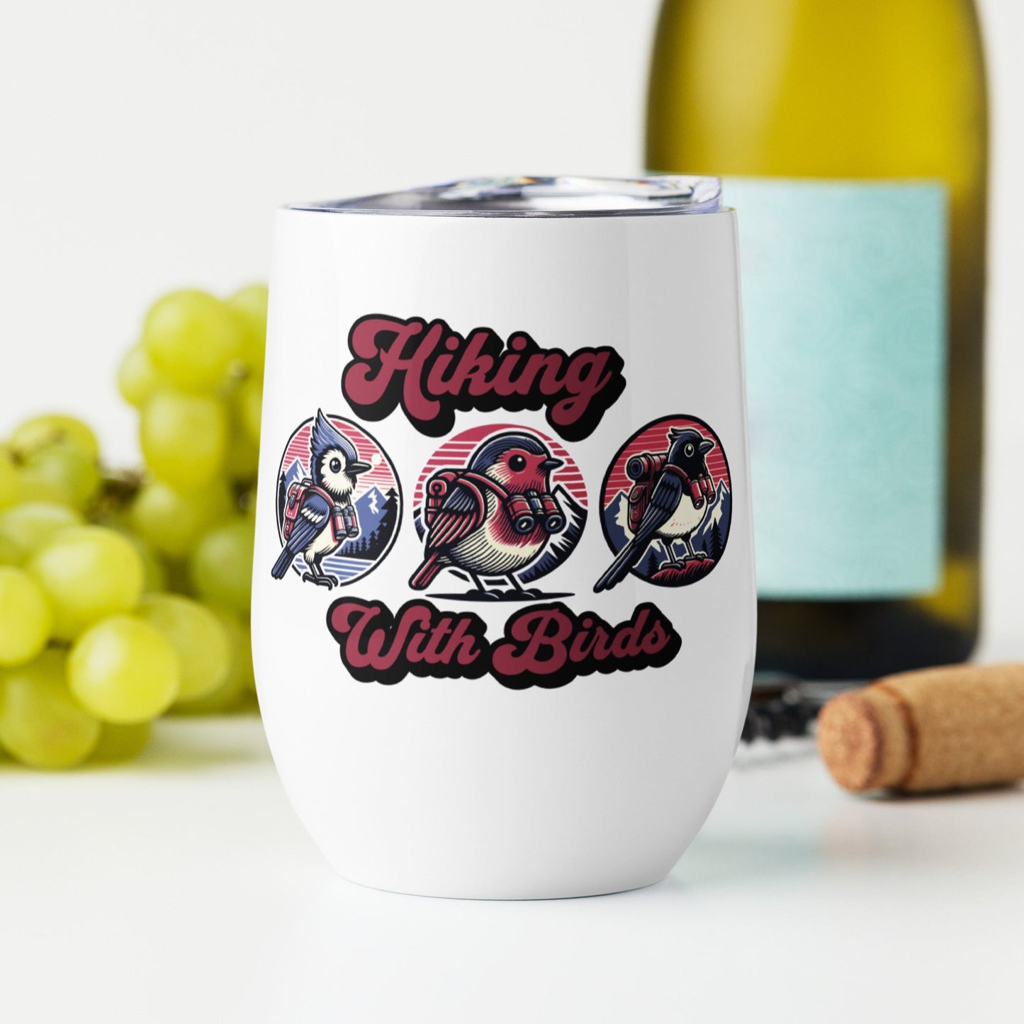 Hiking With Birds Stainless Steel Wine Tumbler - Steel Tumbler - Discovery Co.