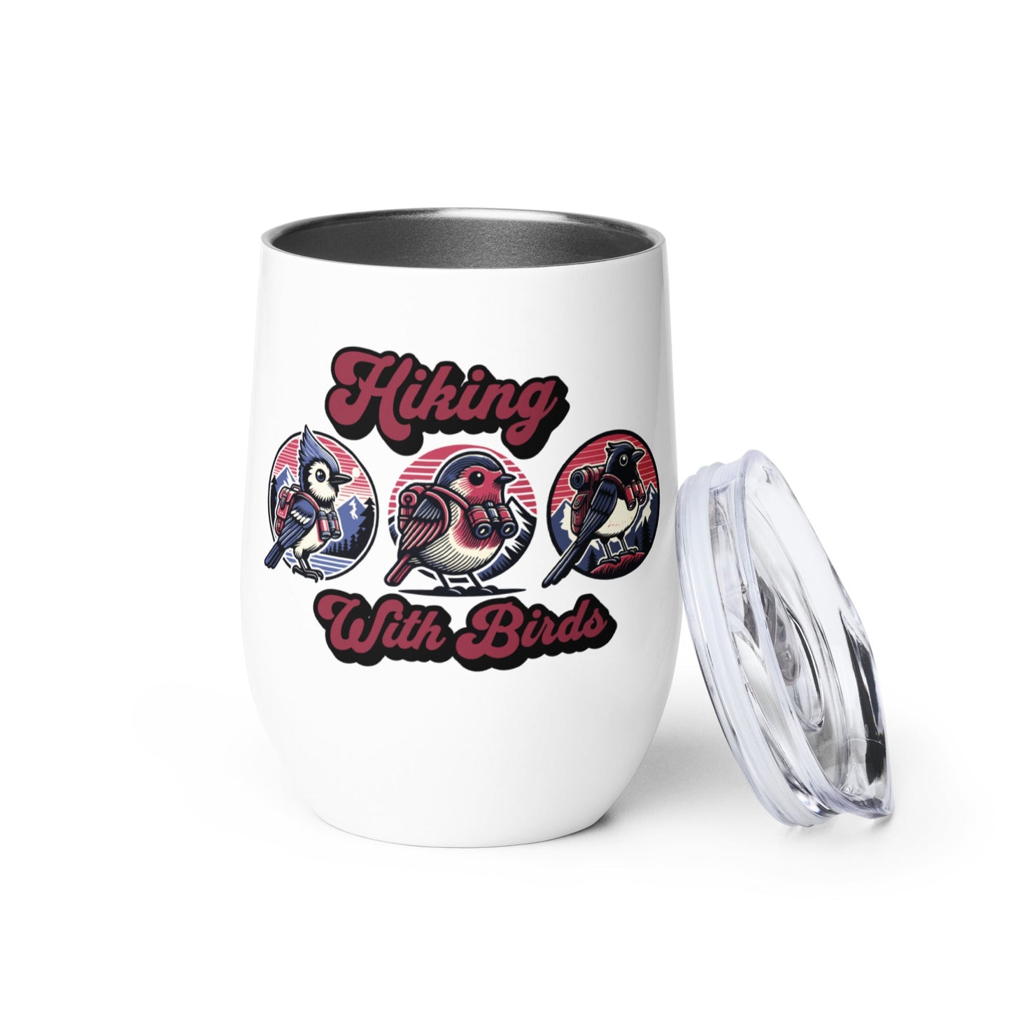 Hiking With Birds Stainless Steel Wine Tumbler - Steel Tumbler - Discovery Co.
