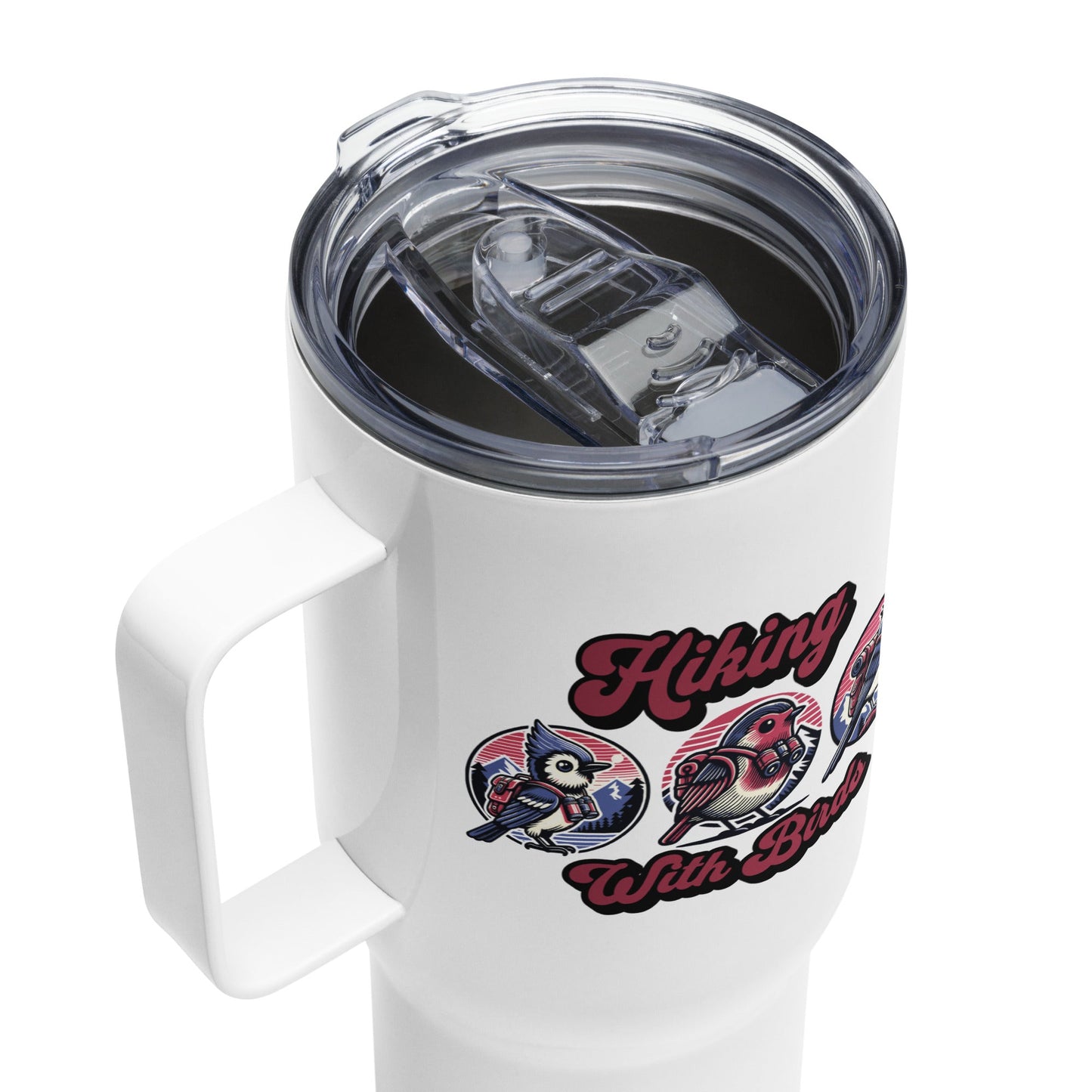 Hiking With Birds Travel Mug With Handle (25 oz and 40 oz) - Travel Mug - Discovery Co.