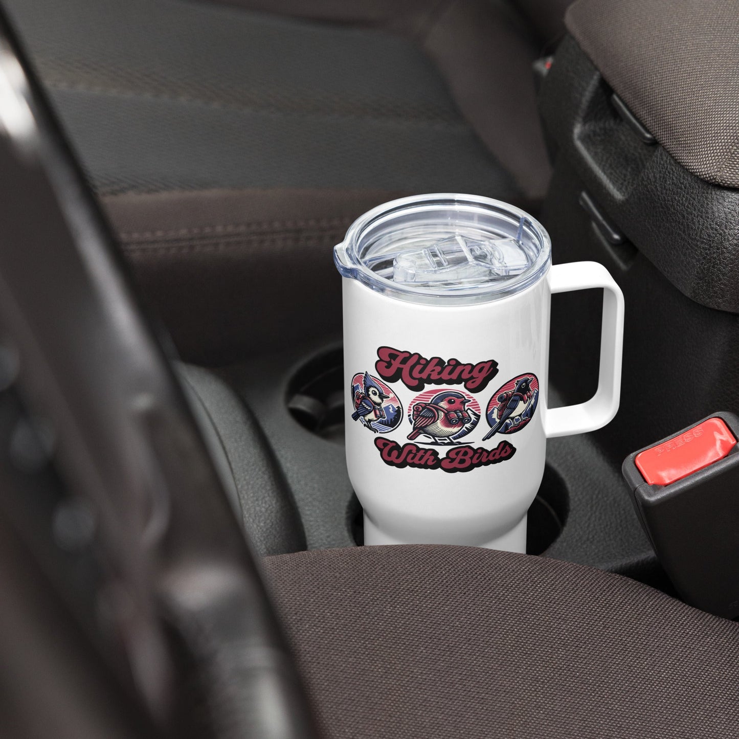 Hiking With Birds Travel Mug With Handle (25 oz and 40 oz) - Travel Mug - Discovery Co.