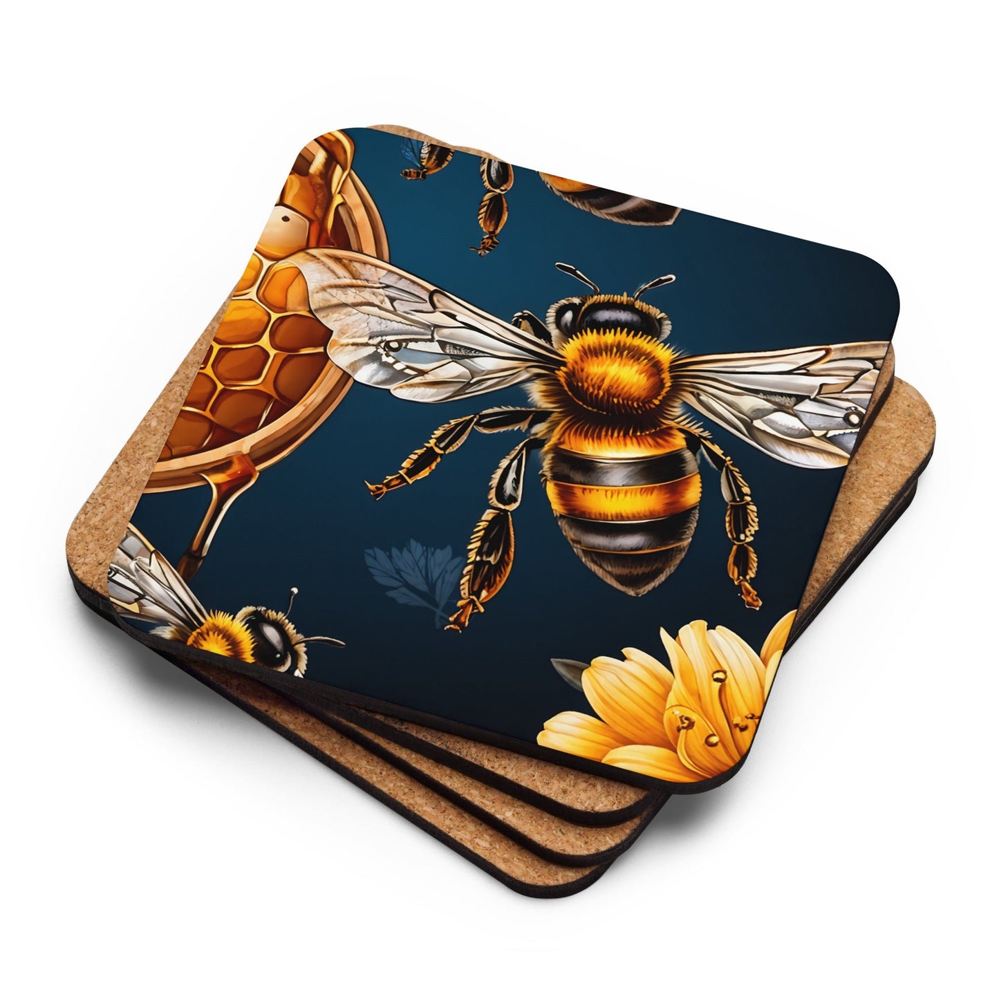 Honey Bee Cork - back Coaster - Coasters - Discovery Co.