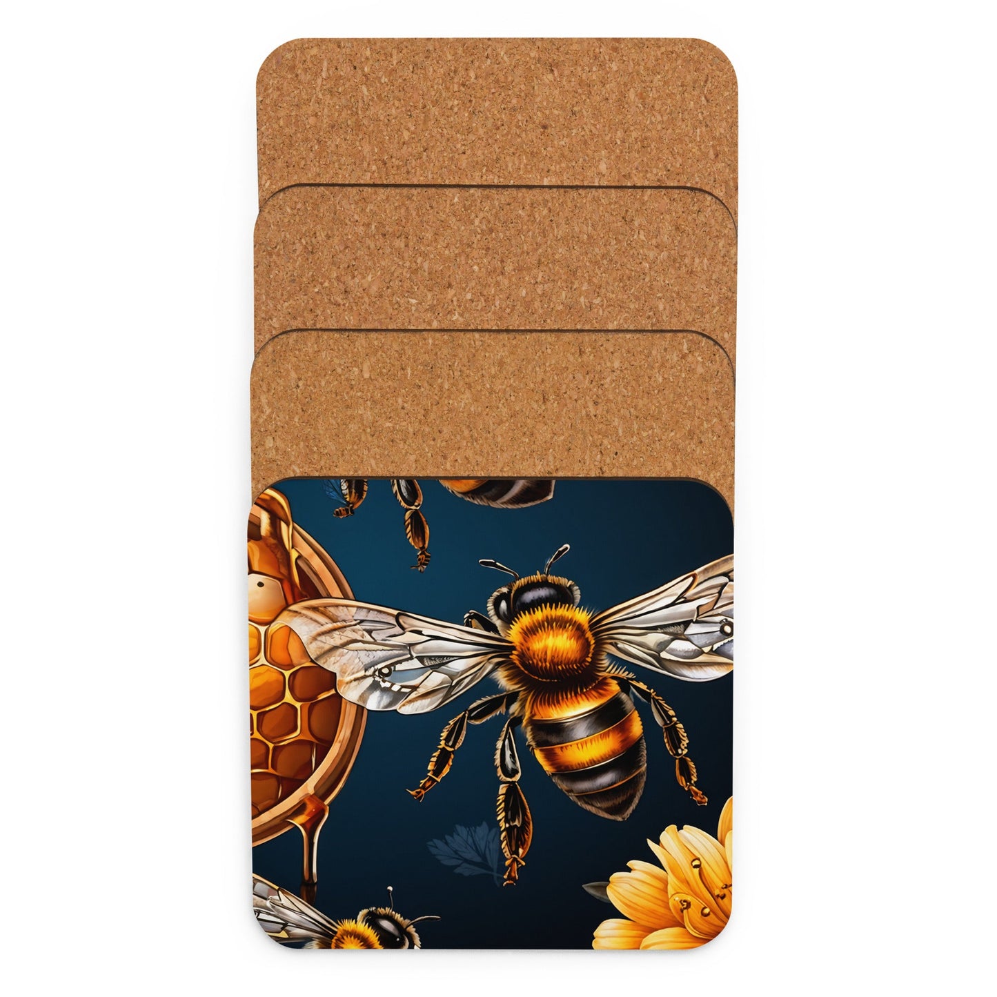 Honey Bee Cork - back Coaster - Coasters - Discovery Co.