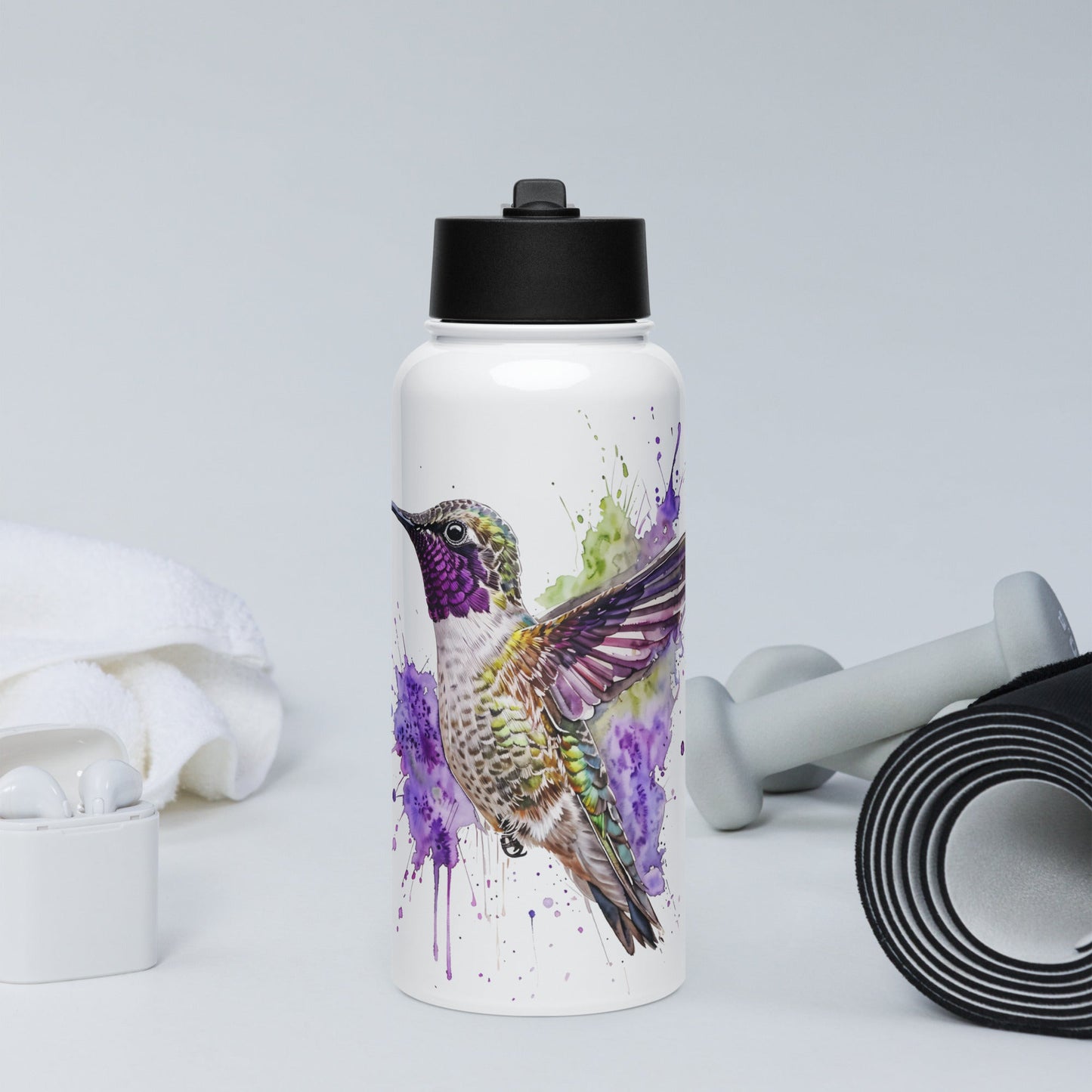 Humming Bird Stainless Steel Water Bottle With Straw Lid - Stainless Steel Water Bottle With Straw Lid - Discovery Co.