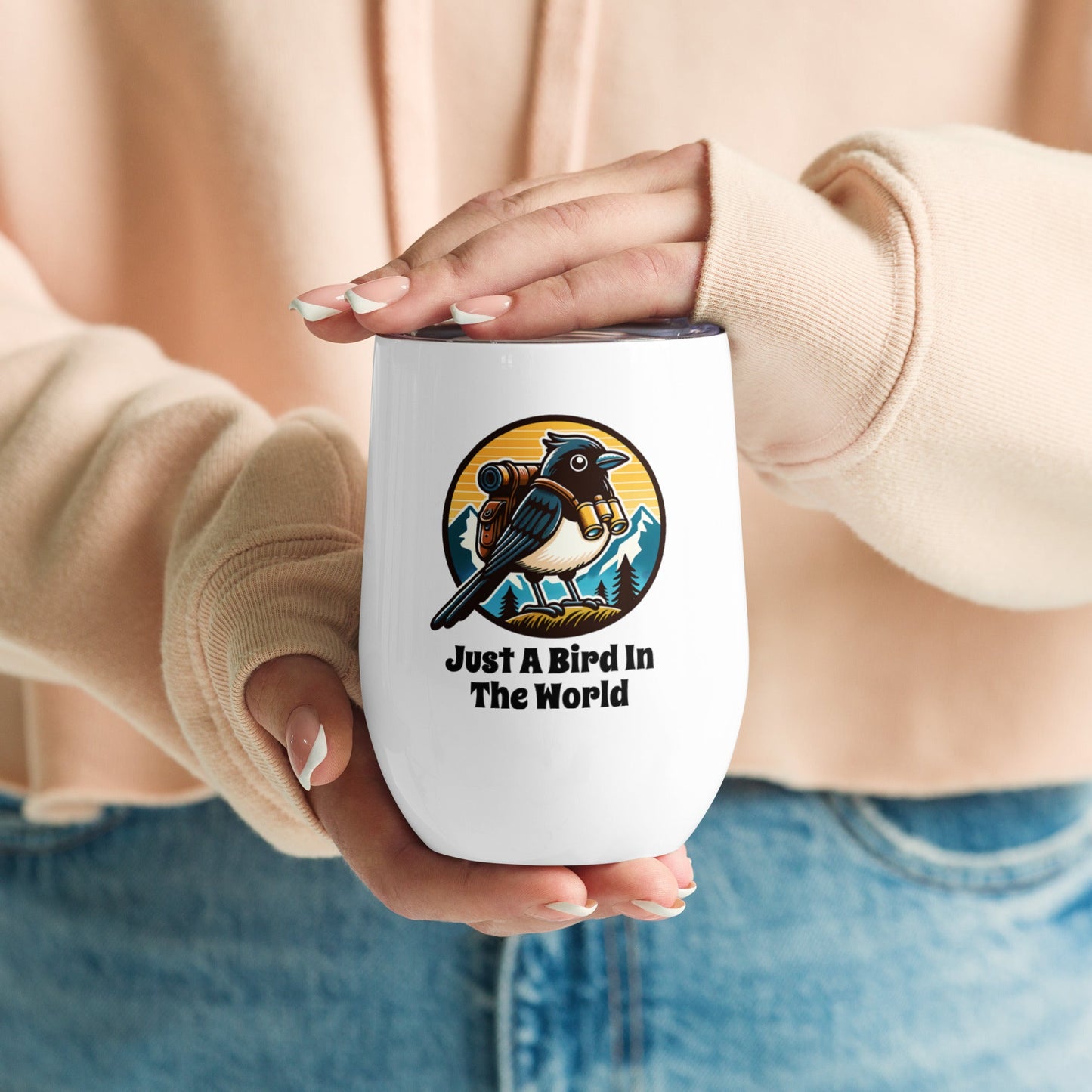 Just A Bird In The World Stainless Steel Wine Tumbler - Steel Tumbler - Discovery Co.