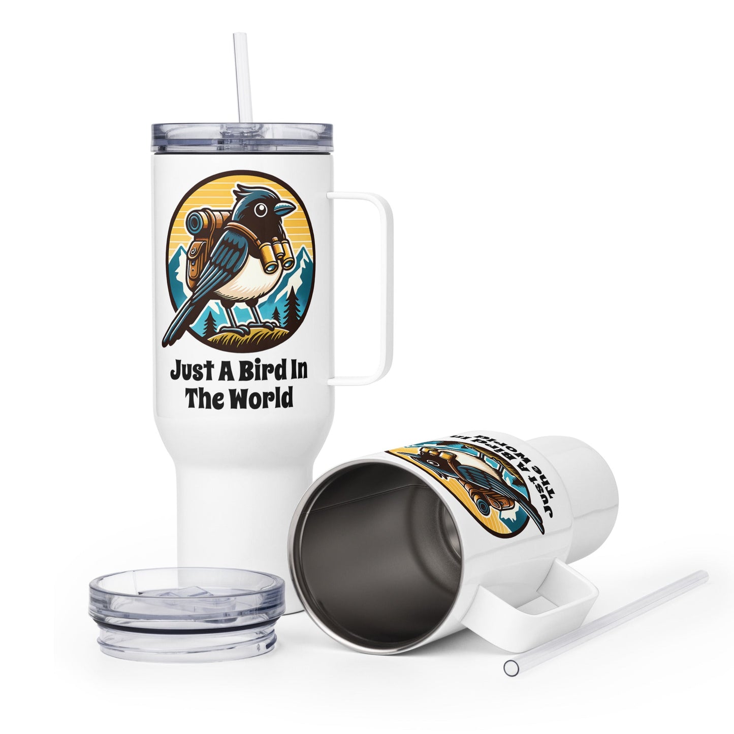 Just A Bird In The World Travel Mug With Handle (25 0z and 40 oz) - Travel Mug - Discovery Co.