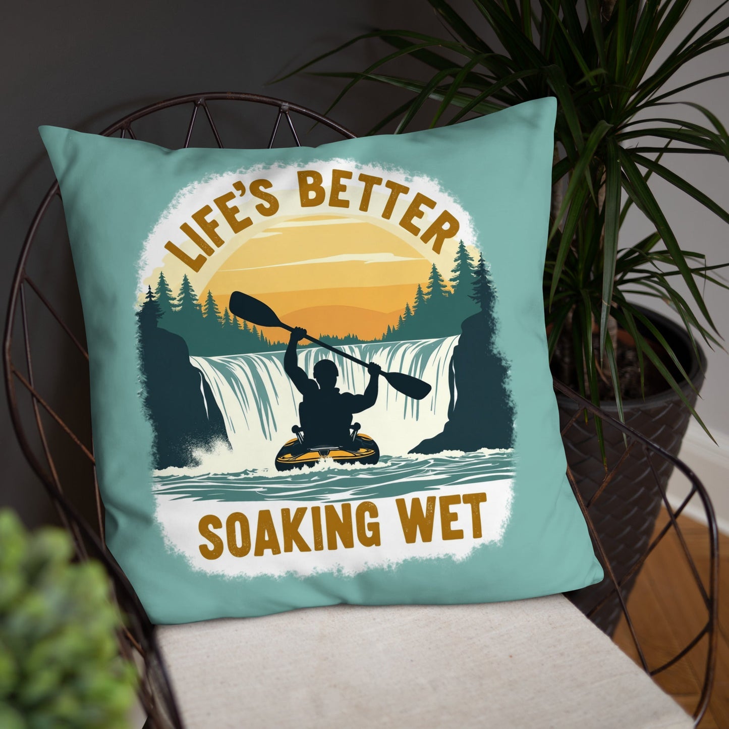 Kayaking "Life's Better Soaking Wet" Basic Pillow - Pillows - Discovery Co.