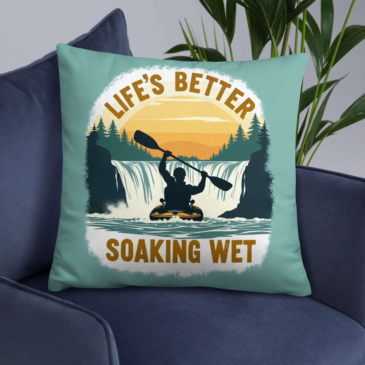 Kayaking "Life's Better Soaking Wet" Basic Pillow - Pillows - Discovery Co.