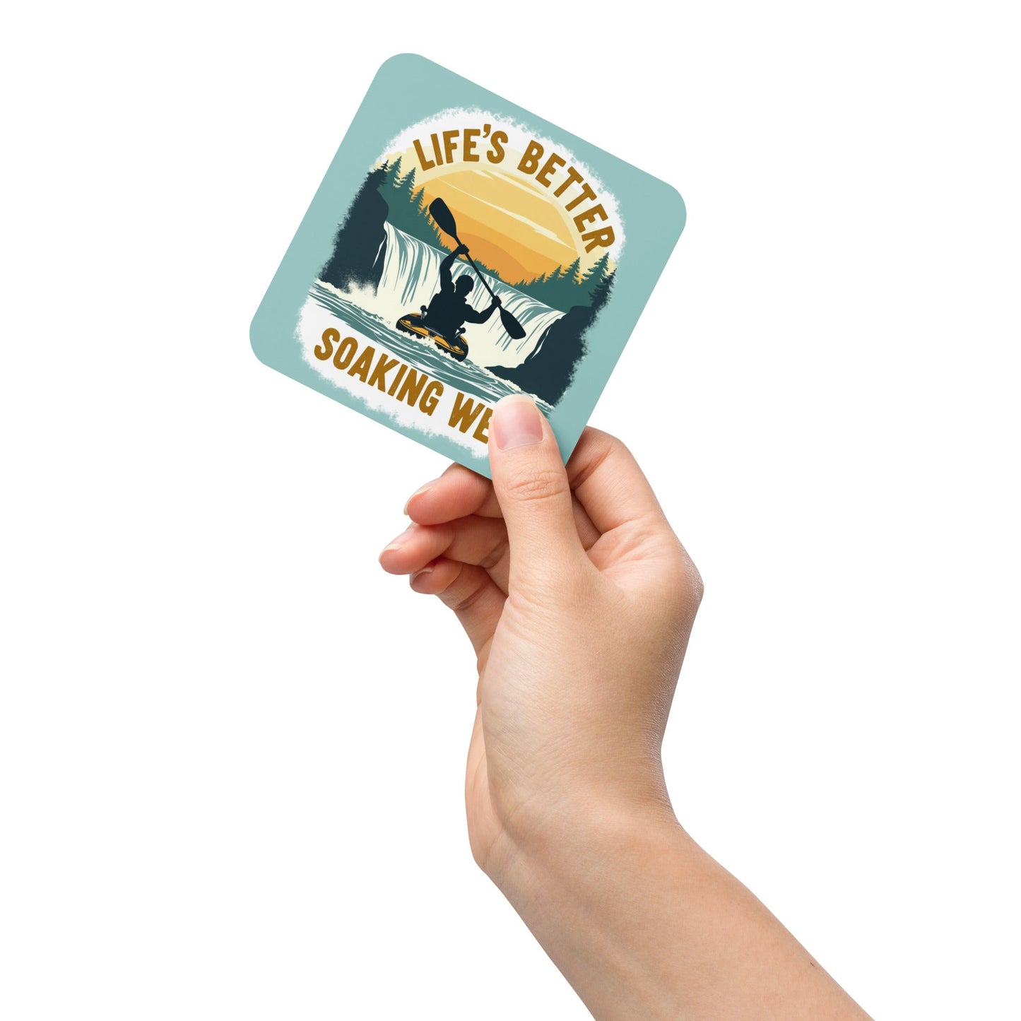 Kayaking "Life's Better Soaking Wet" Cork - Back Coaster - Coasters - Discovery Co.