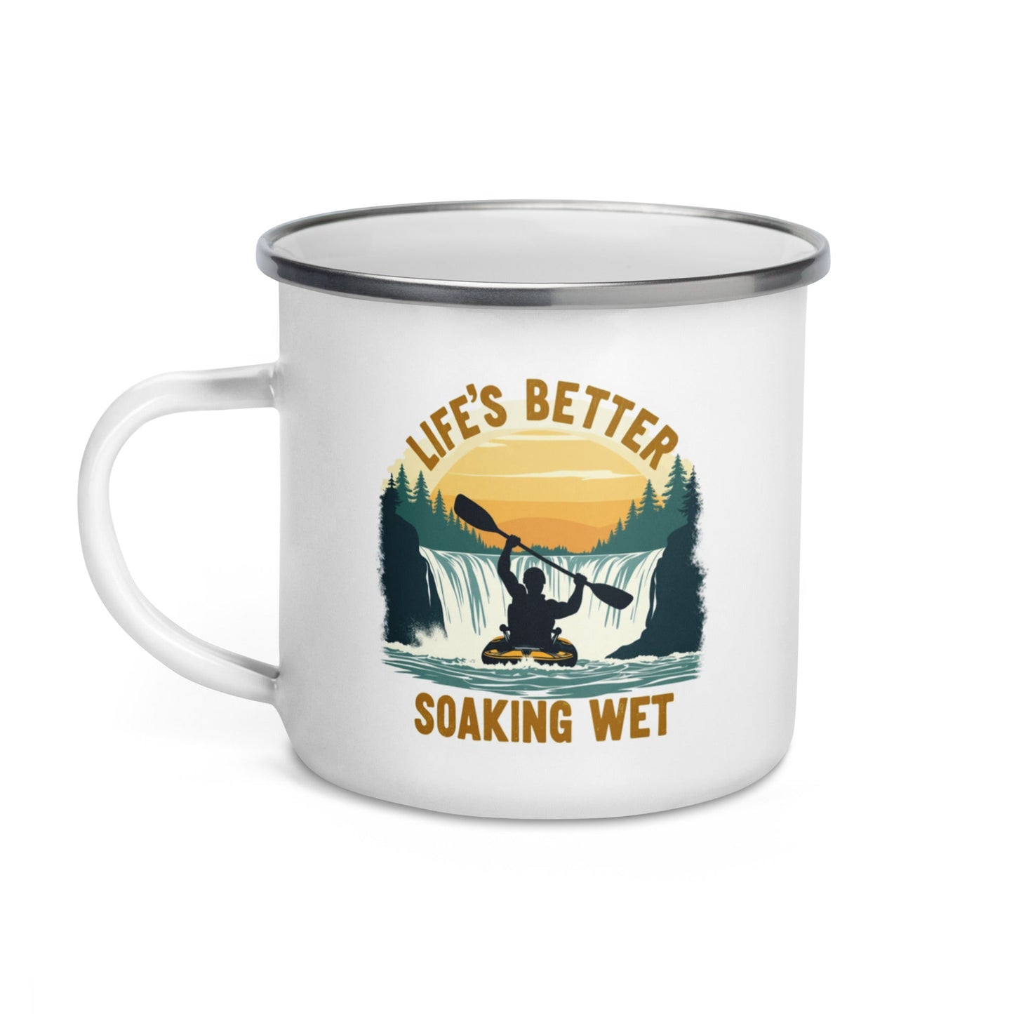 Kayaking "Life's Better Soaking Wet" Enamel Mug - Mugs - Discovery Co.