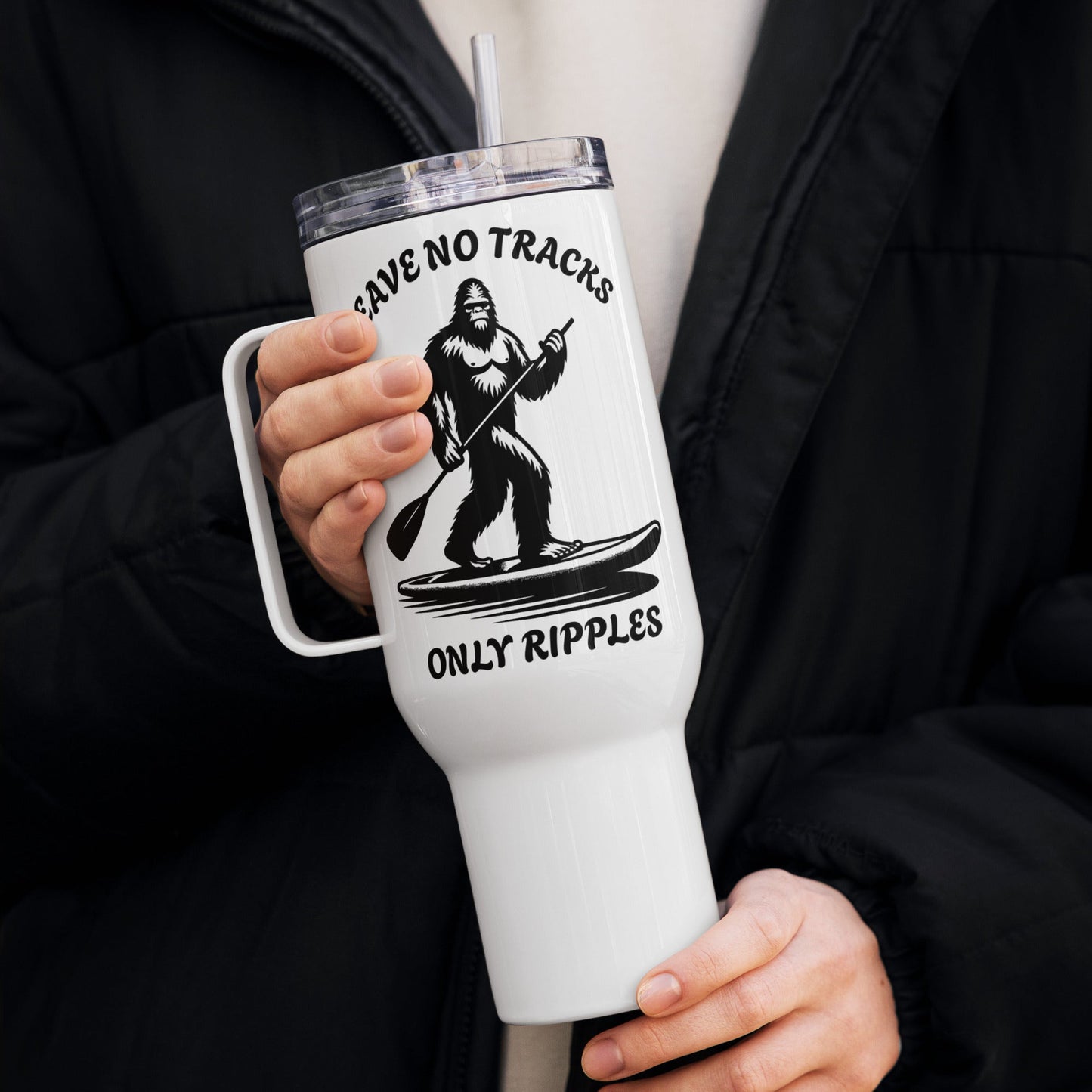 Leave No Tracks Only Ripples Travel Mug With Handle (25 oz and 40 oz) - Travel Mug - Discovery Co.