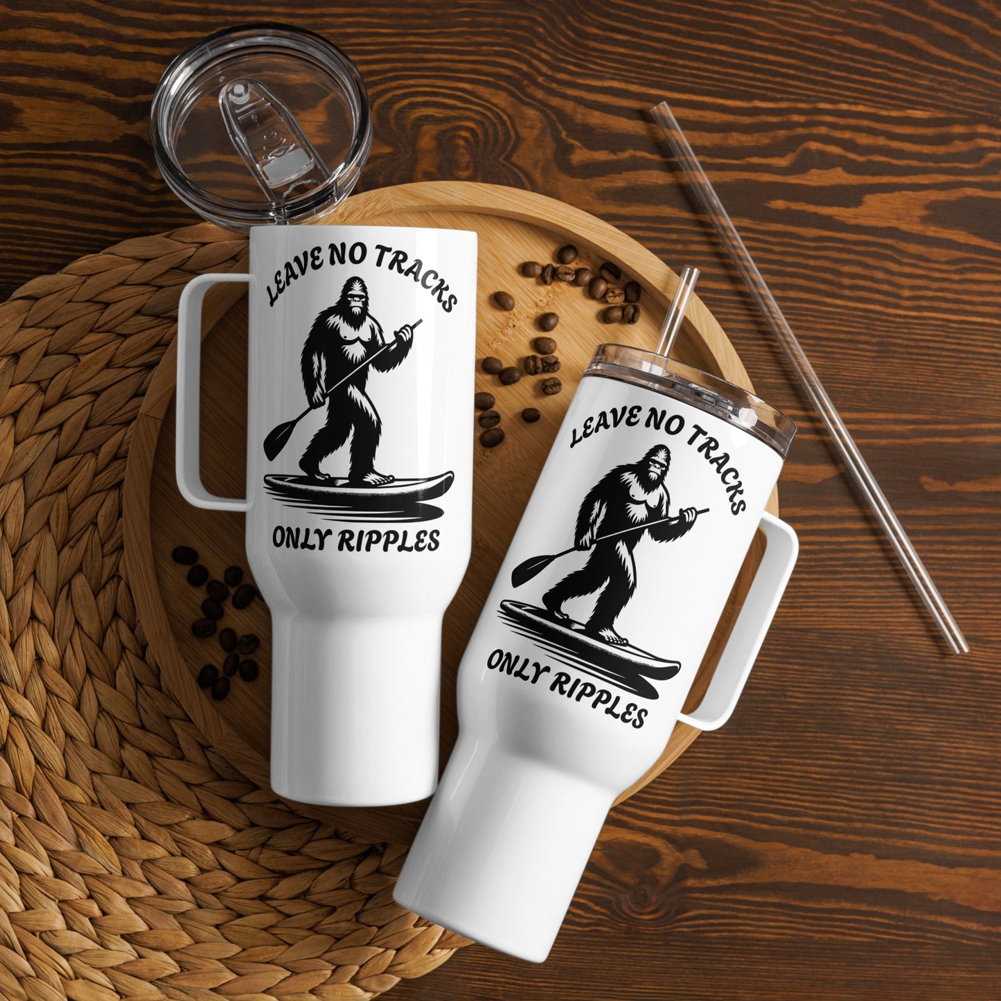 Leave No Tracks Only Ripples Travel Mug With Handle (25 oz and 40 oz) - Travel Mug - Discovery Co.