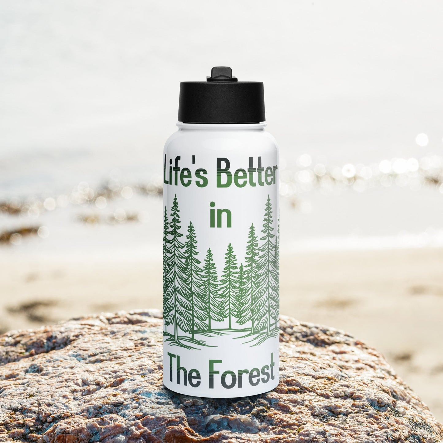Life's Better In The Forest Stainless Steel Water Bottle With Straw Lid - Stainless Steel Water Bottle With Straw Lid - Discovery Co.