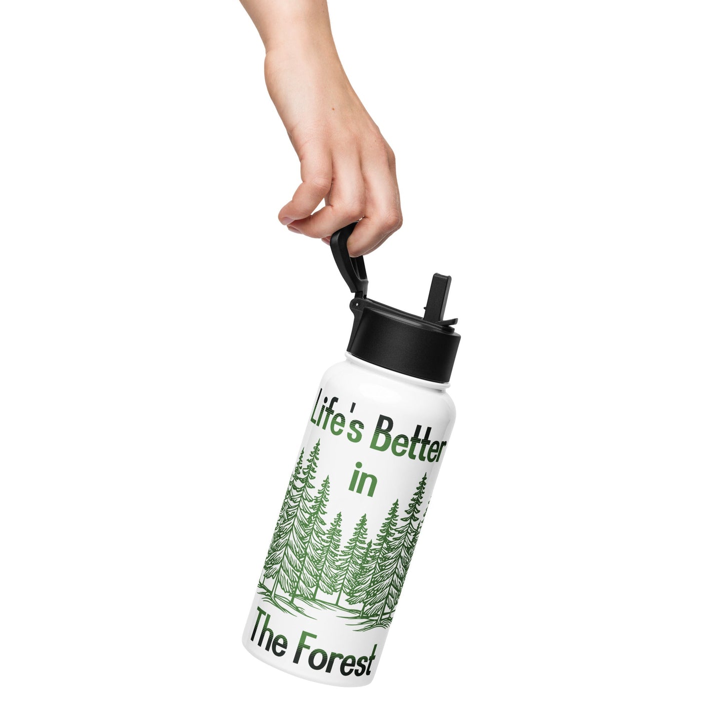 Life's Better In The Forest Stainless Steel Water Bottle With Straw Lid - Stainless Steel Water Bottle With Straw Lid - Discovery Co.