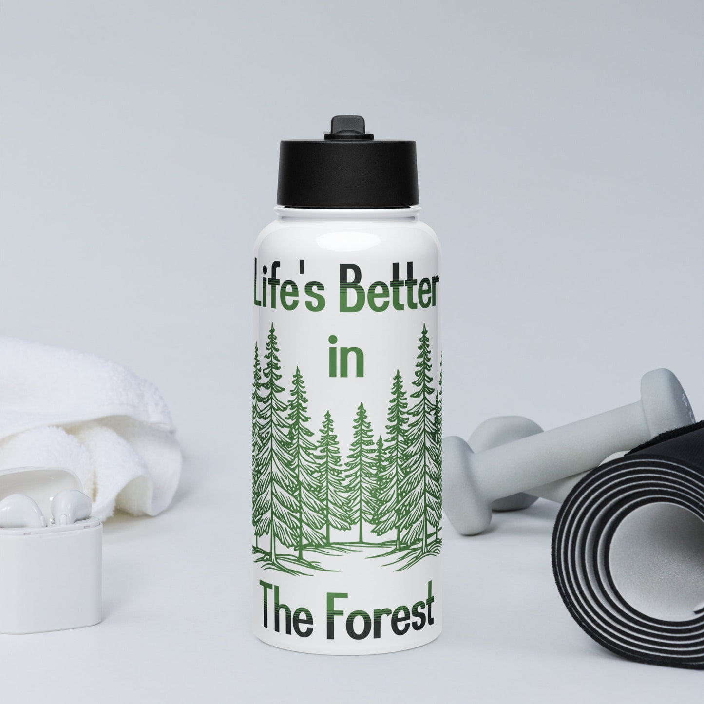 Life's Better In The Forest Stainless Steel Water Bottle With Straw Lid - Stainless Steel Water Bottle With Straw Lid - Discovery Co.
