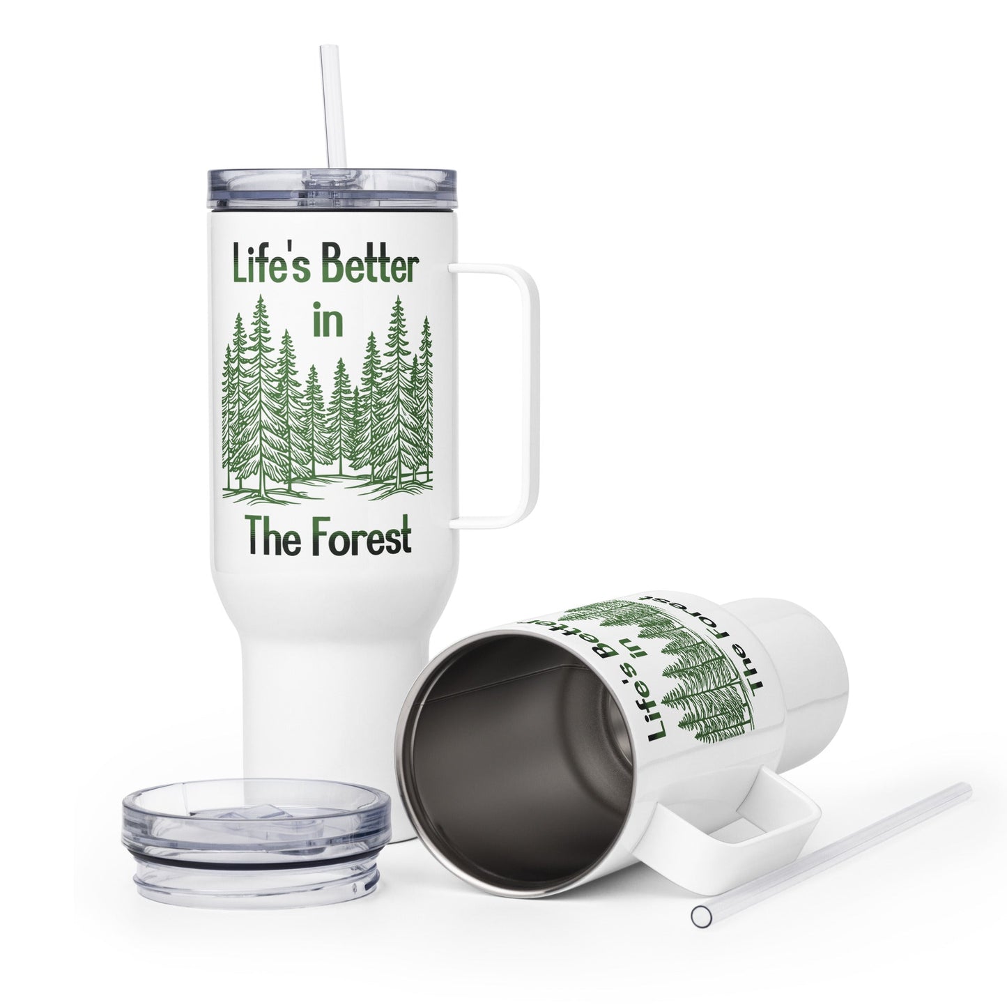 Life's Better In The Forest Travel Mug With Handle (25 oz and 40 oz) - Travel Mug - Discovery Co.