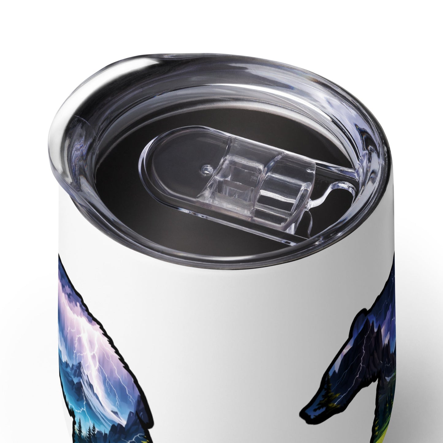 Lightning In The Mountains Bear Stainless Steel Wine Tumbler - Steel Tumbler - Discovery Co.