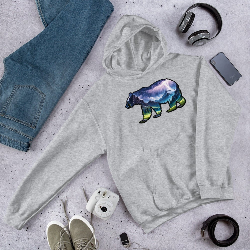 Lightning In The Mountains Bear Women's (Unisex) Hoodie - Hoodies - Discovery Co.
