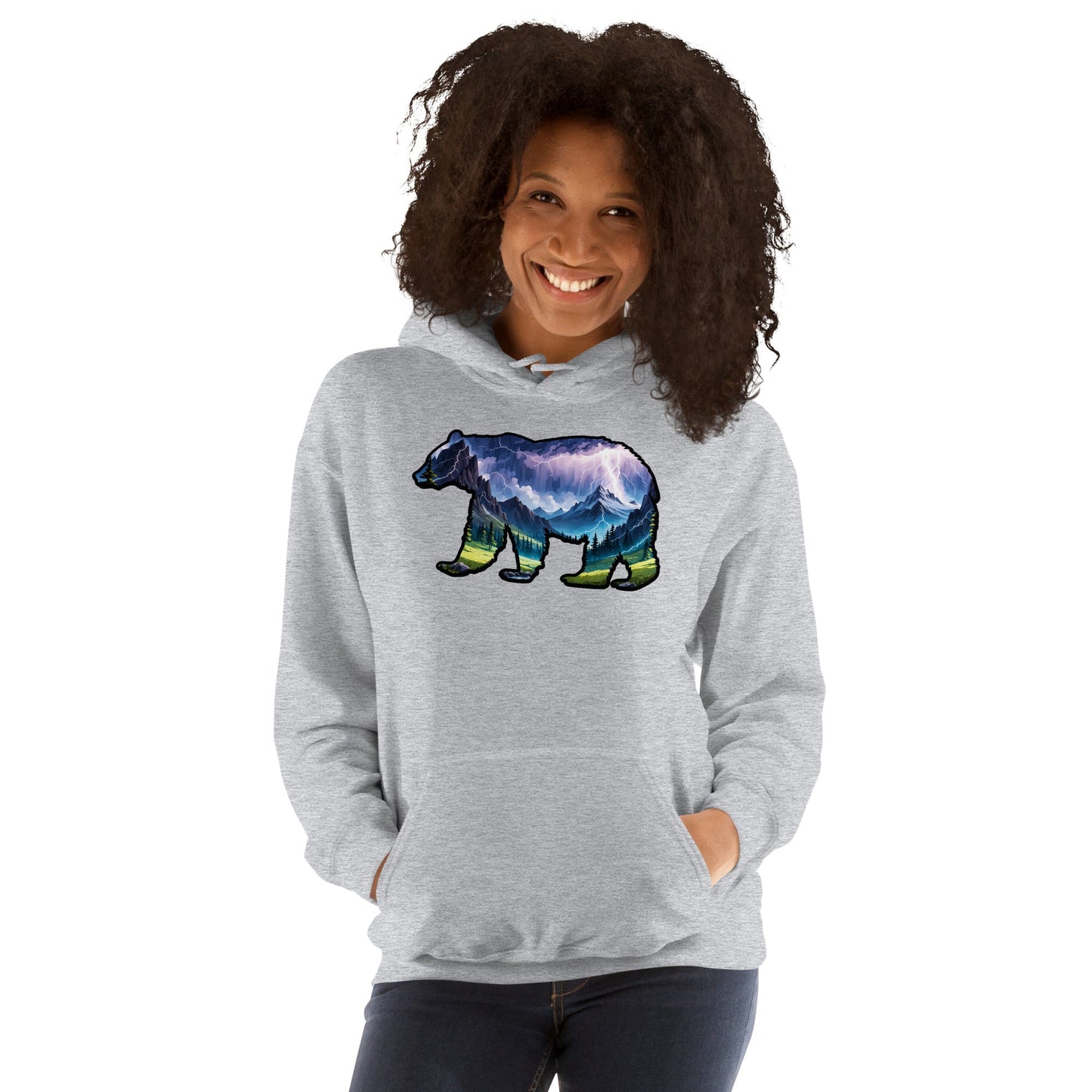 Lightning In The Mountains Bear Women's (Unisex) Hoodie - Hoodies - Discovery Co.