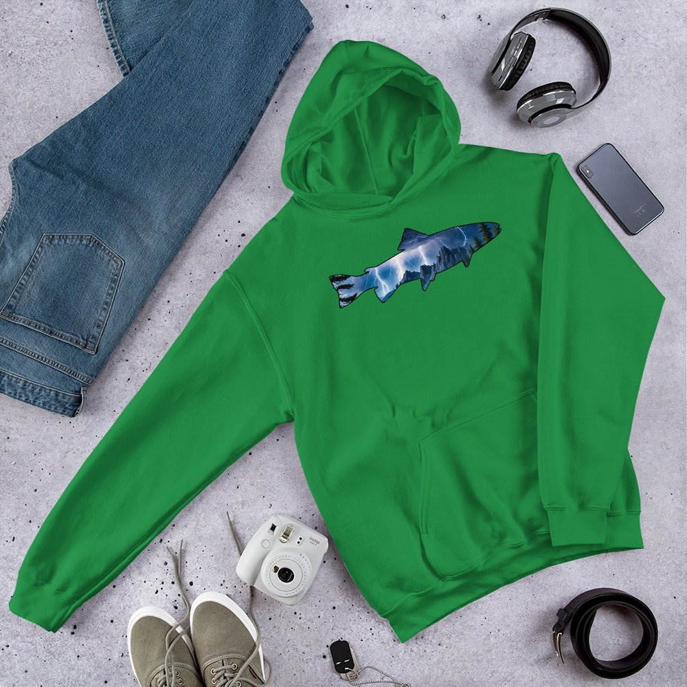 Lightning In The Mountains Trout Men's (Unisex) Hoodie - Hoodies - Discovery Co.