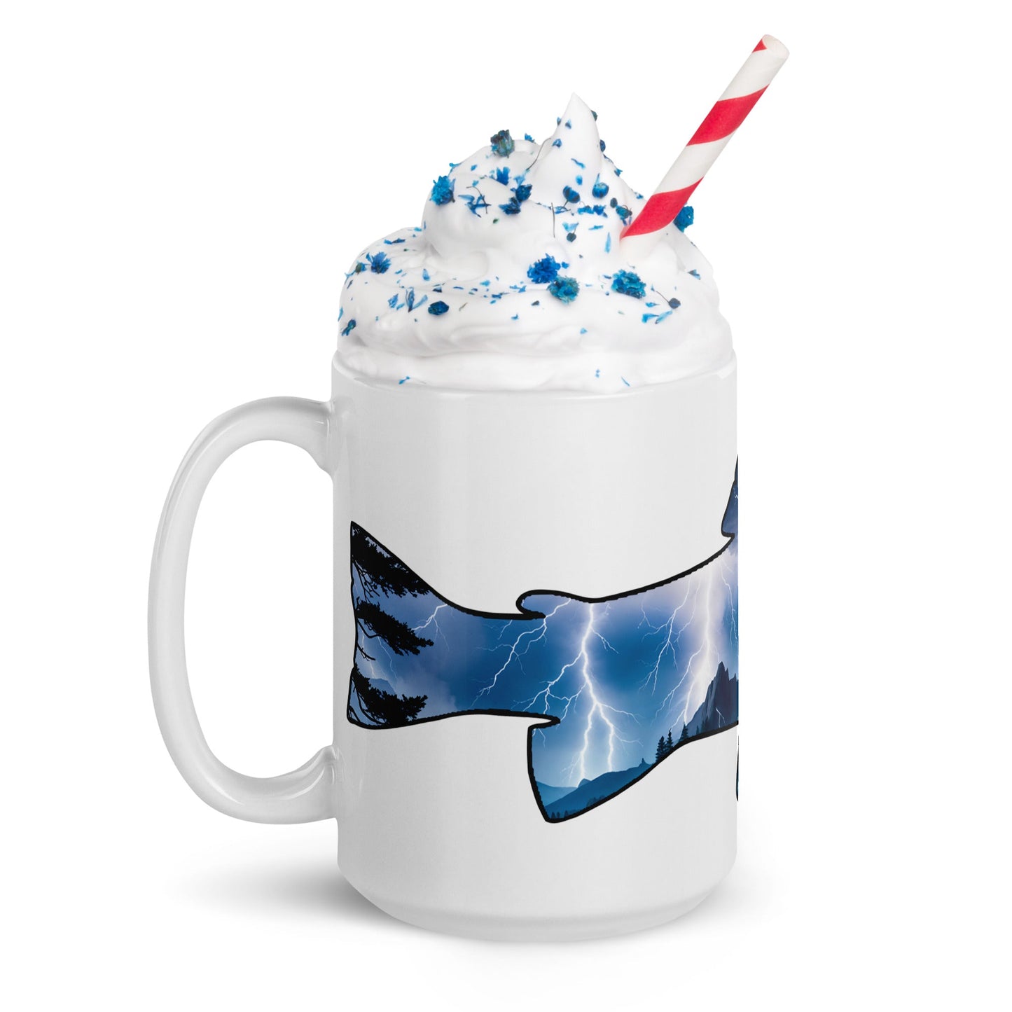 Lightning Over Mountains Fish White Glossy Mug (11 oz, 15 oz, 20 oz) - Mugs - Discovery Co.