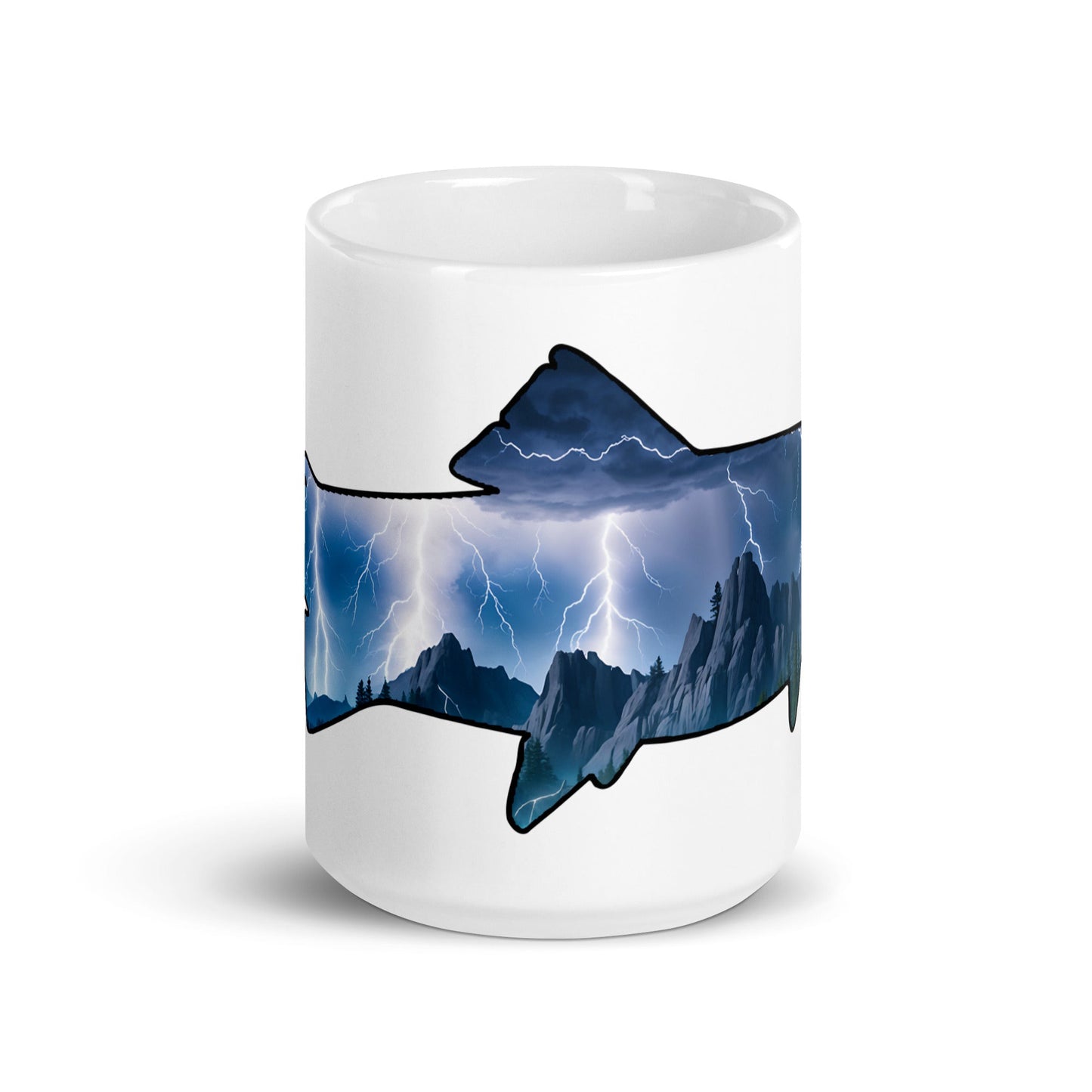 Lightning Over Mountains Fish White Glossy Mug (11 oz, 15 oz, 20 oz) - Mugs - Discovery Co.