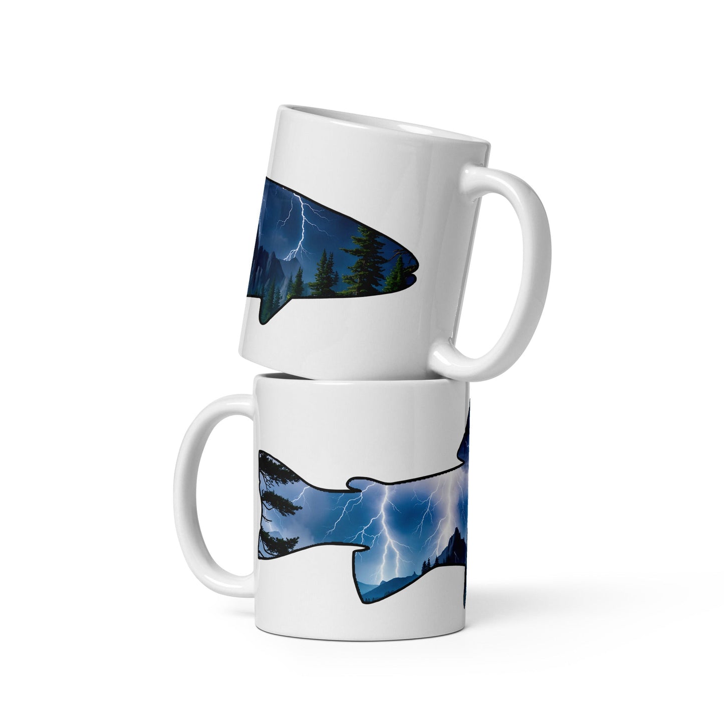 Lightning Over Mountains Fish White Glossy Mug (11 oz, 15 oz, 20 oz) - Mugs - Discovery Co.