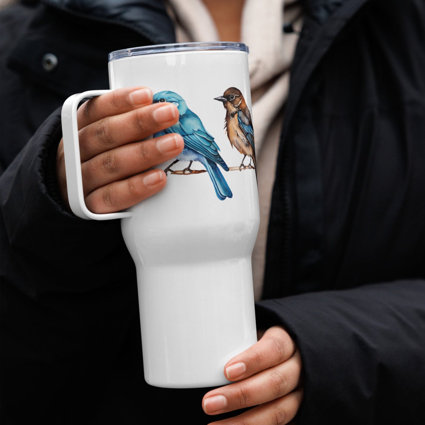 Line of Birds Watercolor Art Stainless Steel Travel Mug - Travel Mug - Discovery Co.