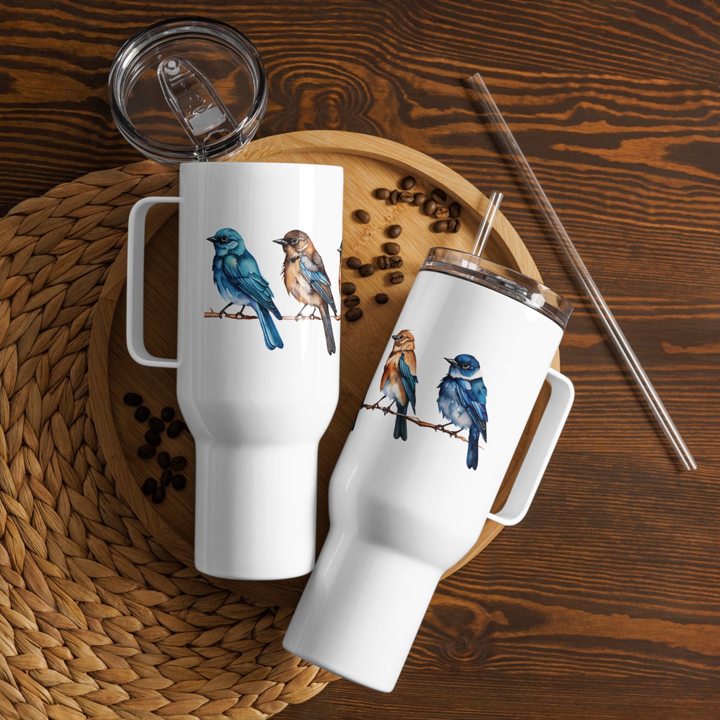 Line of Birds Watercolor Art Stainless Steel Travel Mug - Travel Mug - Discovery Co.
