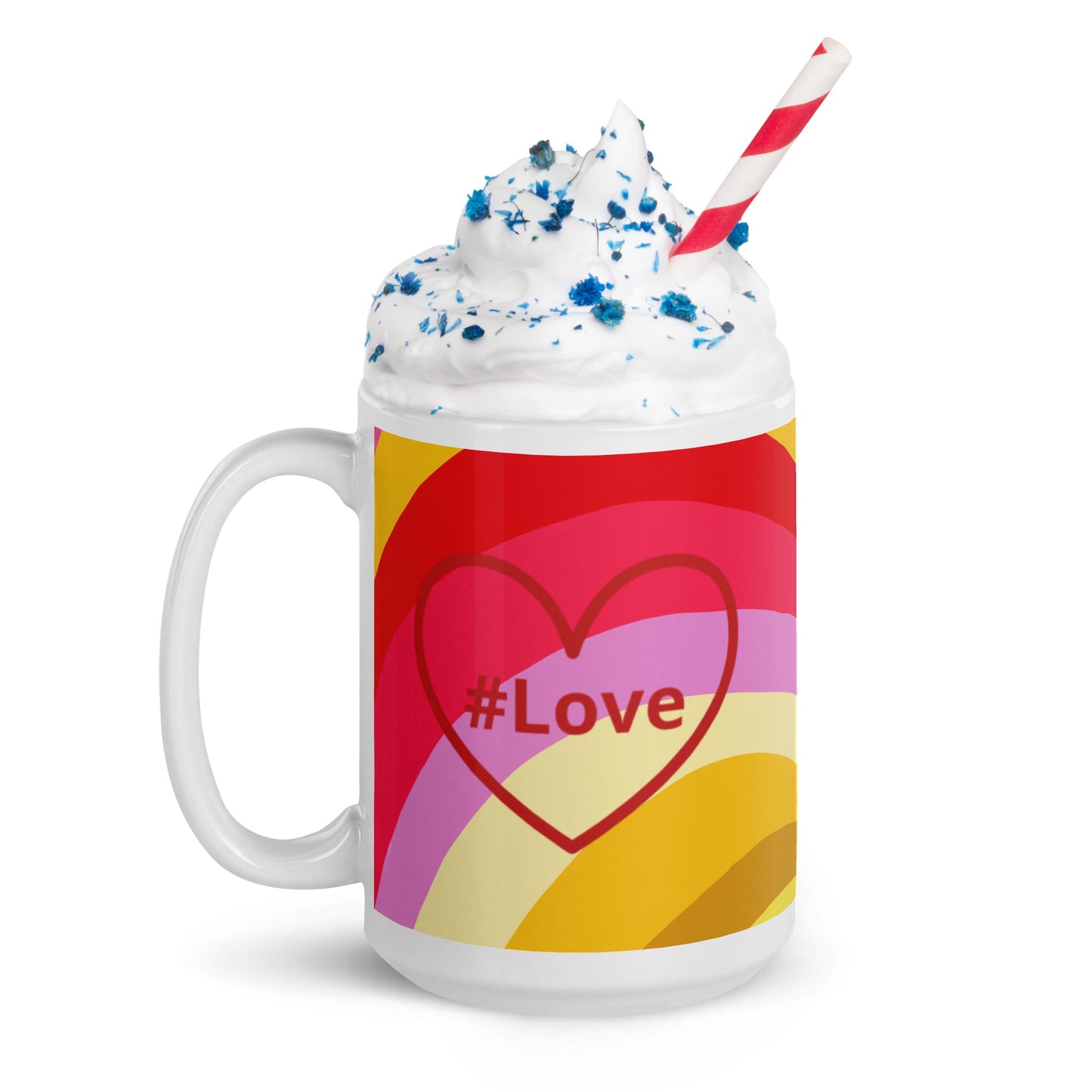 #Love Red Heart White Glossy Mug (11 oz, 15 oz, 20 oz) - Mugs - Discovery Co.