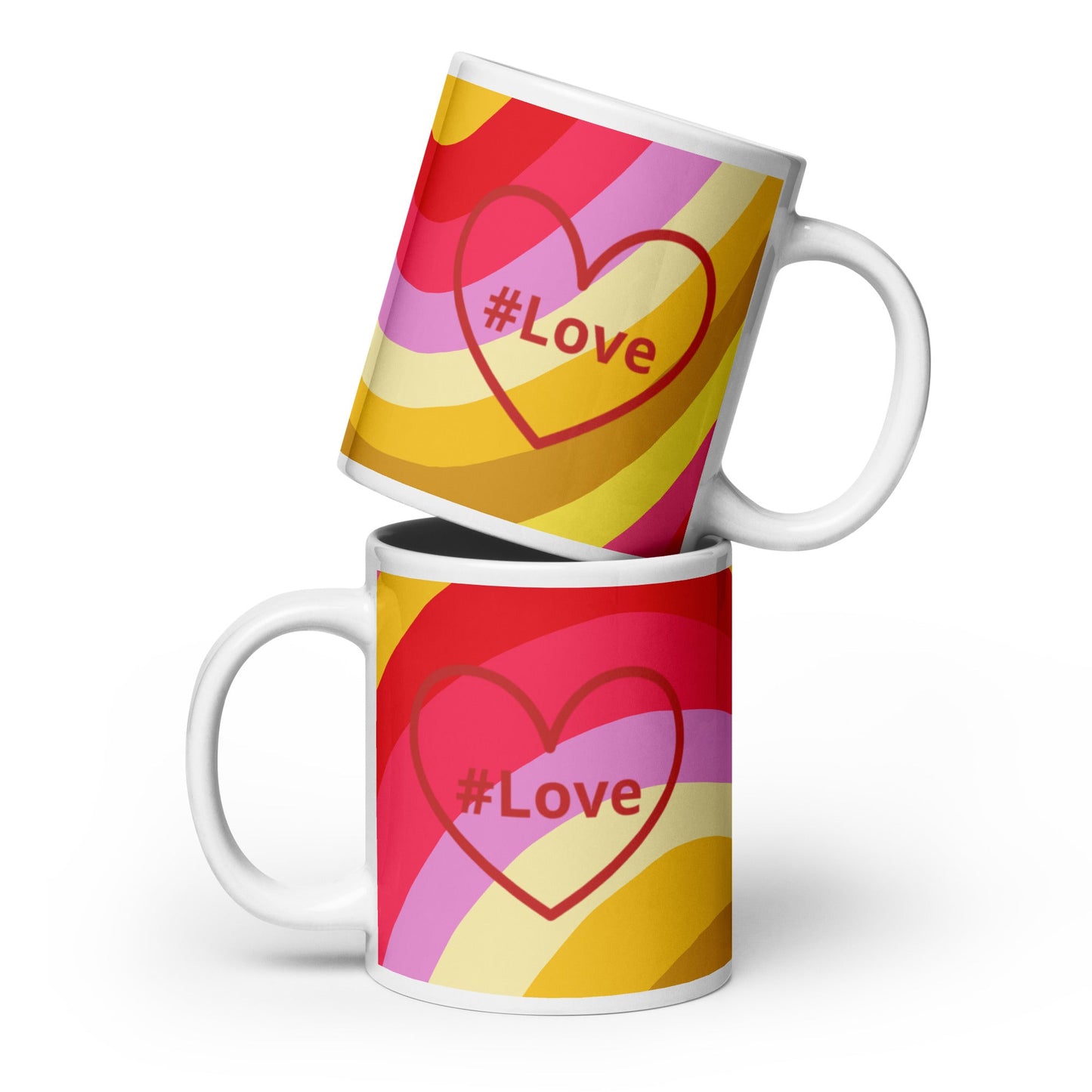 #Love Red Heart White Glossy Mug (11 oz, 15 oz, 20 oz) - Mugs - Discovery Co.