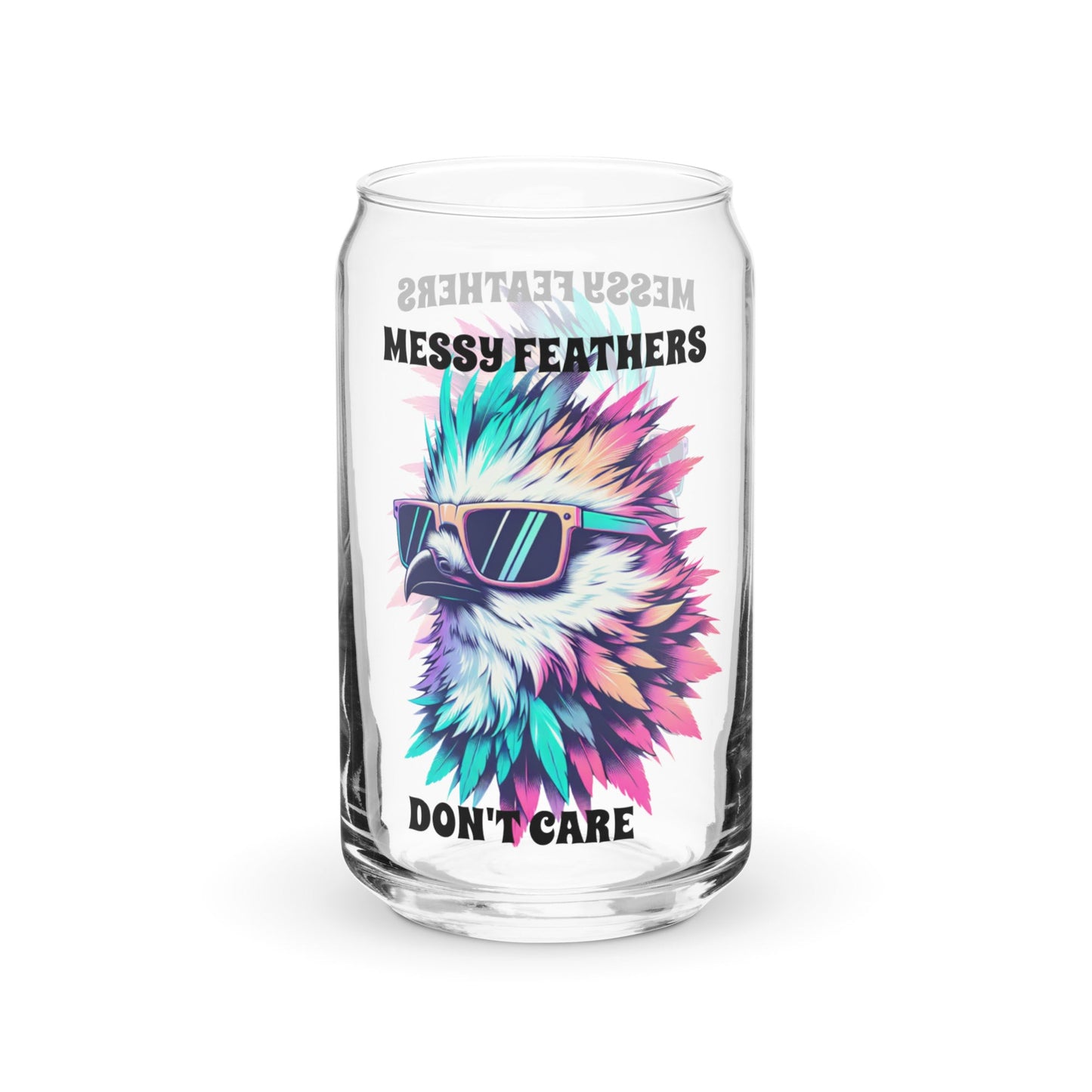 Messy Feathers Don't Care Can - Shaped Glass - Can - Shaped Glass - Discovery Co.