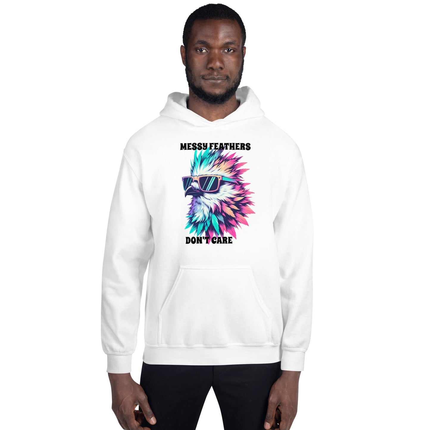 Messy Feathers Don't Care Men's (Unisex) Hoodie - Hoodies - Discovery Co.