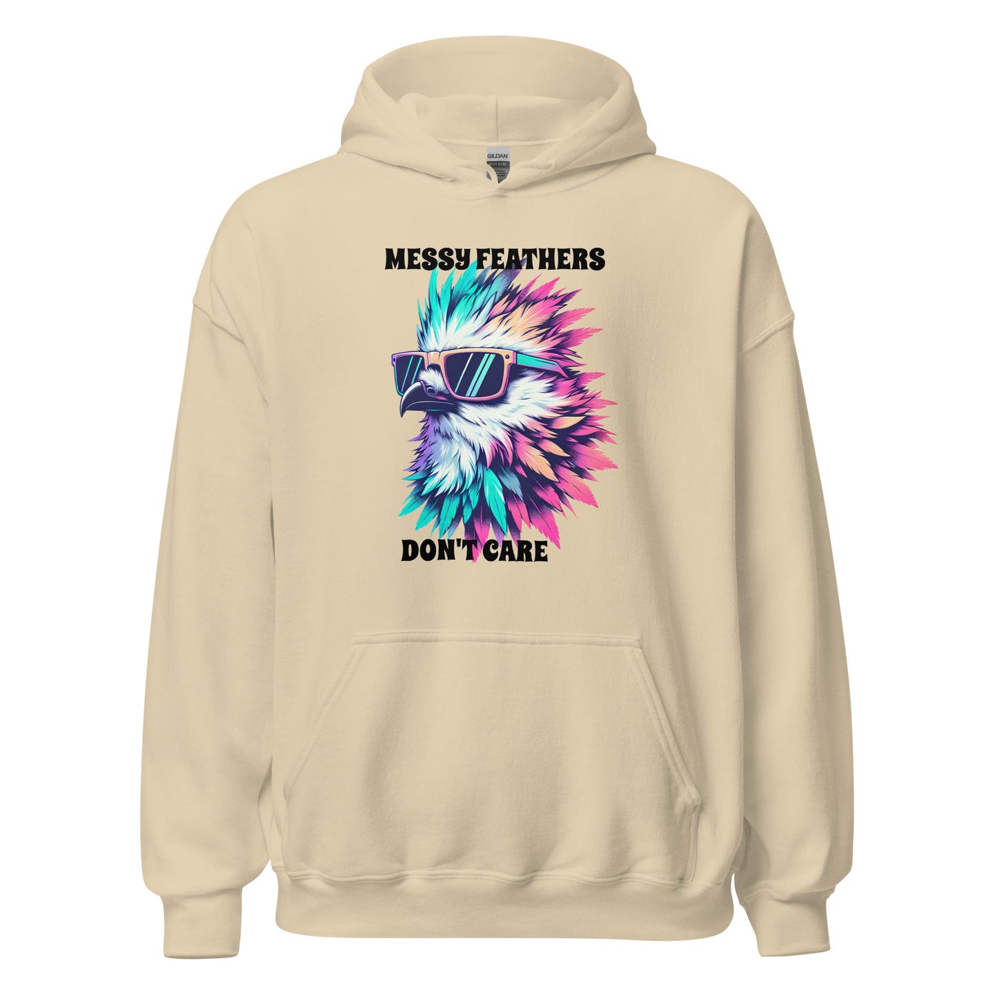 Messy Feathers Don't Care Men's (Unisex) Hoodie - Hoodies - Discovery Co.