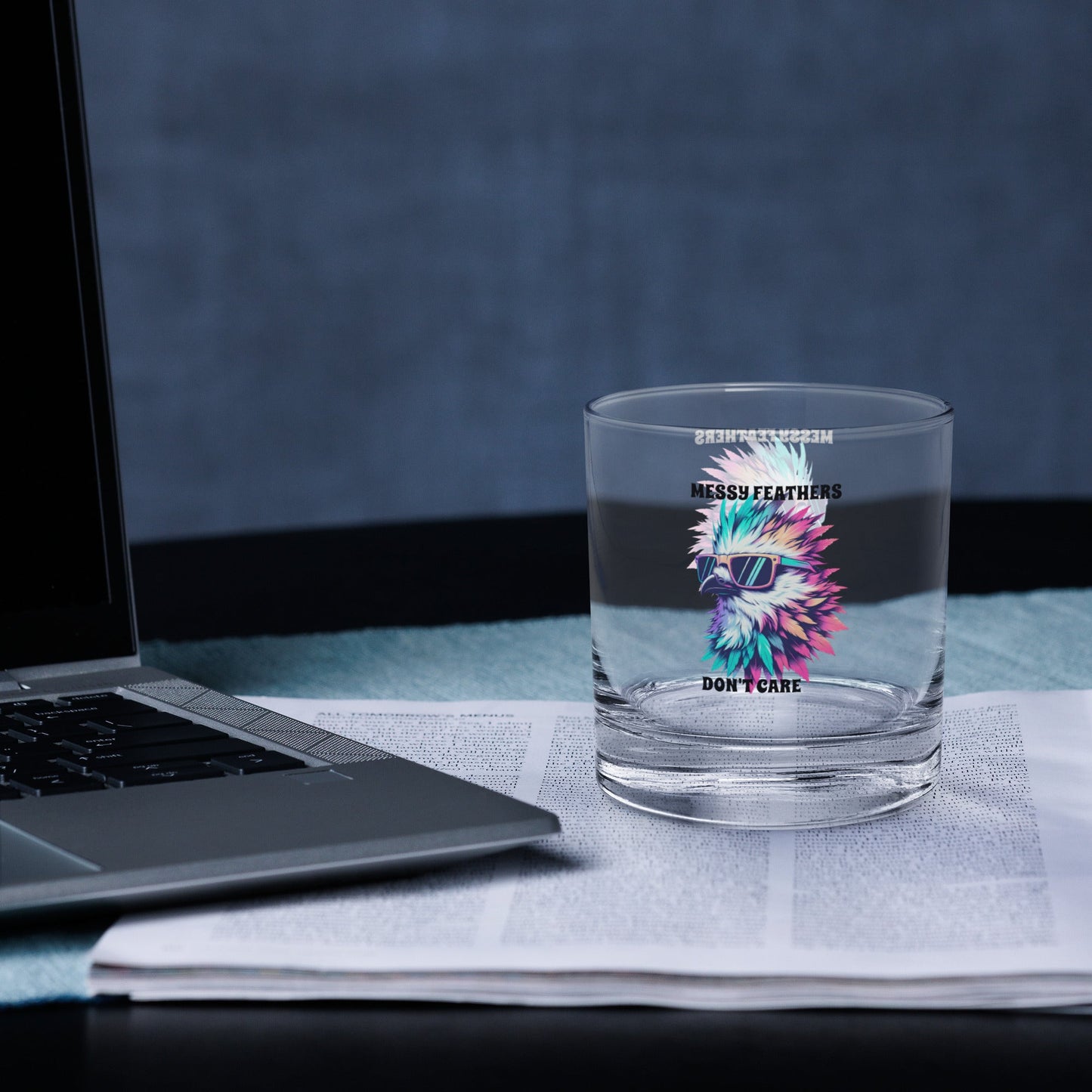 Messy Feathers Don't Care Rocks Glass - Rocks Glass - Discovery Co.