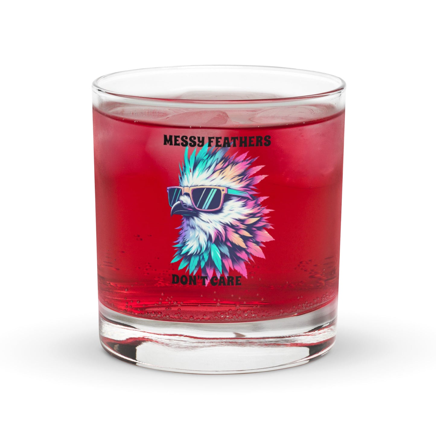 Messy Feathers Don't Care Rocks Glass - Rocks Glass - Discovery Co.