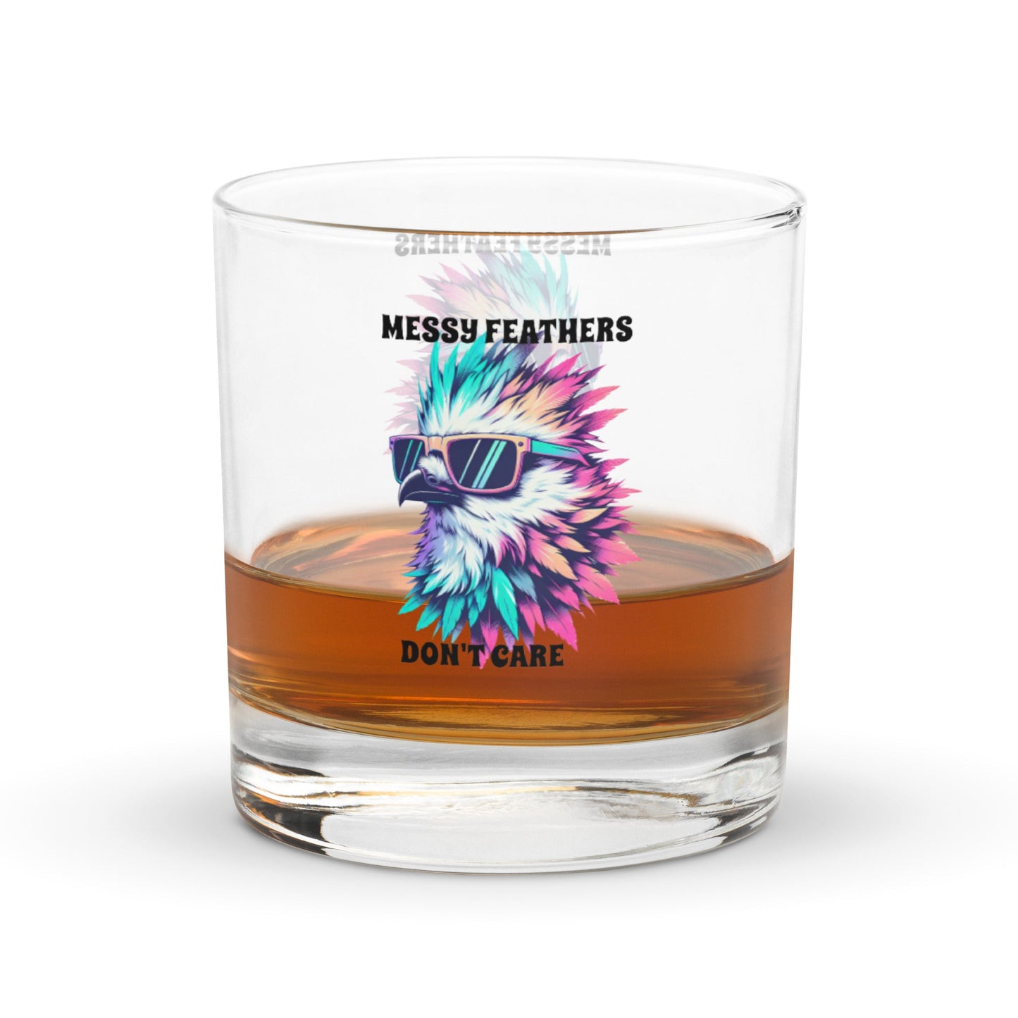 Messy Feathers Don't Care Rocks Glass - Rocks Glass - Discovery Co.