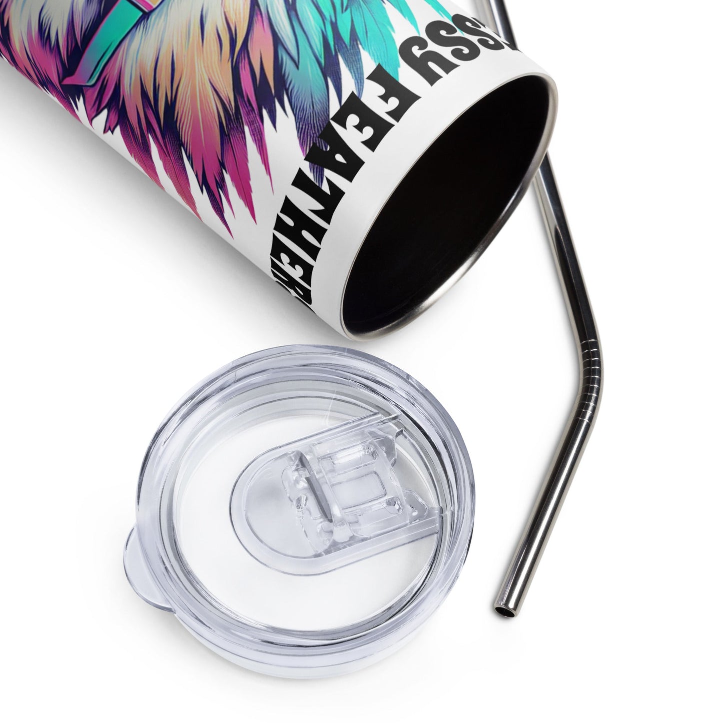 Messy Feathers Don't Care Stainless Steel Tumbler - Steel Tumbler - Discovery Co.