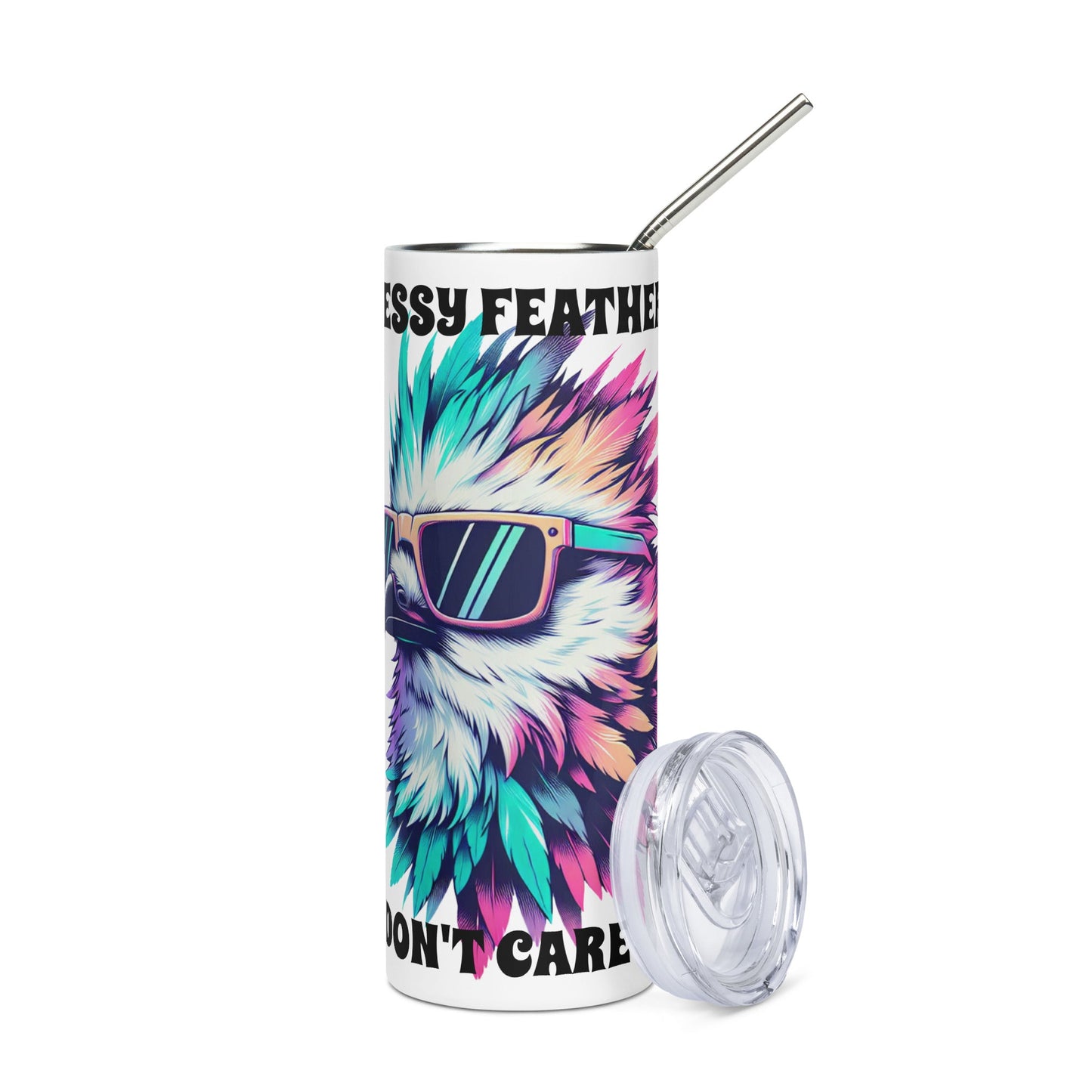 Messy Feathers Don't Care Stainless Steel Tumbler - Steel Tumbler - Discovery Co.