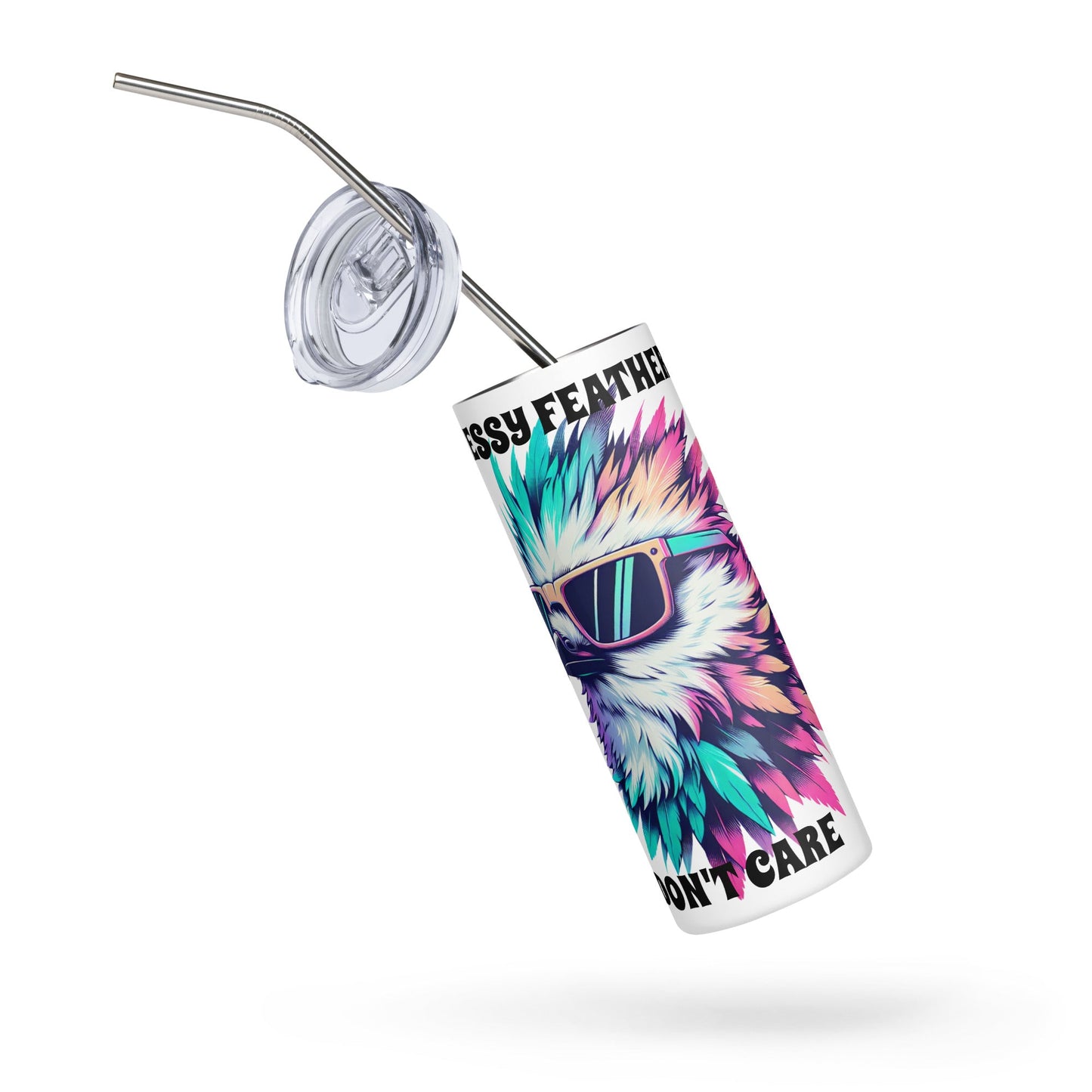 Messy Feathers Don't Care Stainless Steel Tumbler - Steel Tumbler - Discovery Co.