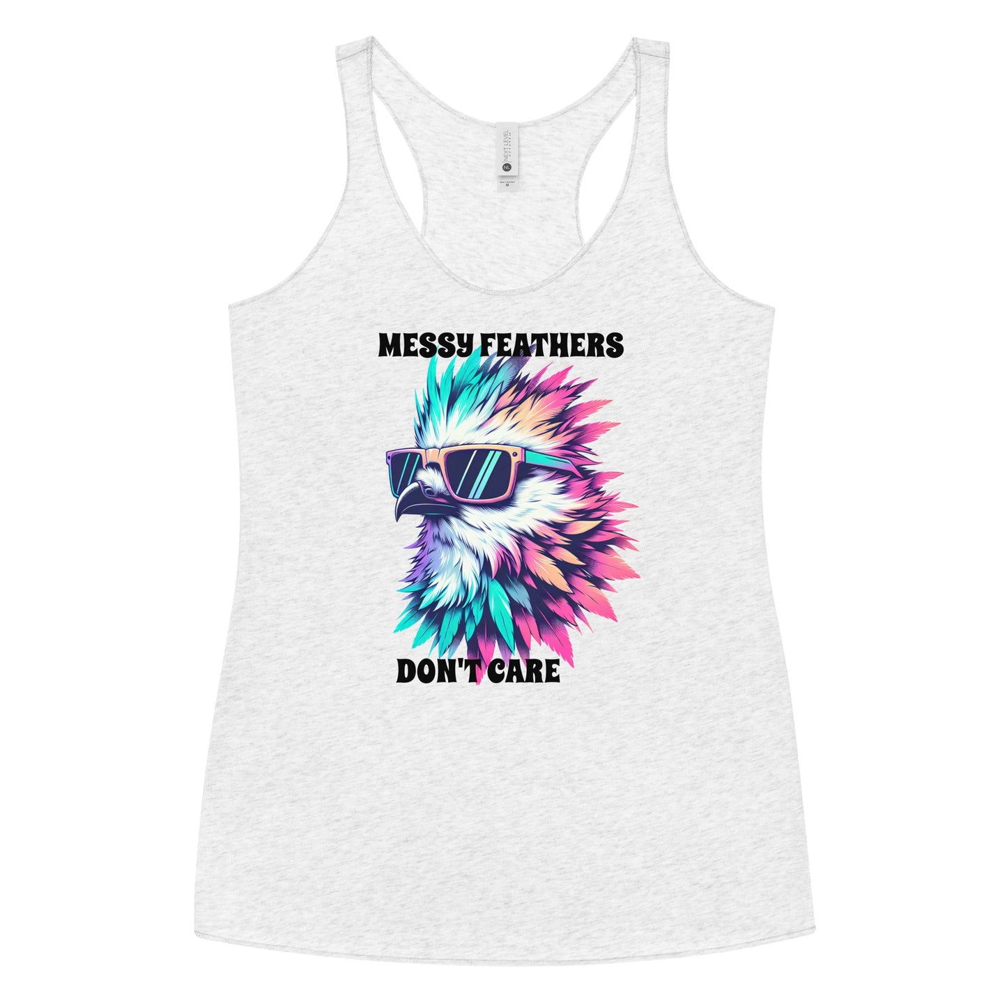Messy Feathers Don't Care Women's Racerback Tank - Women's Shirts - Discovery Co.